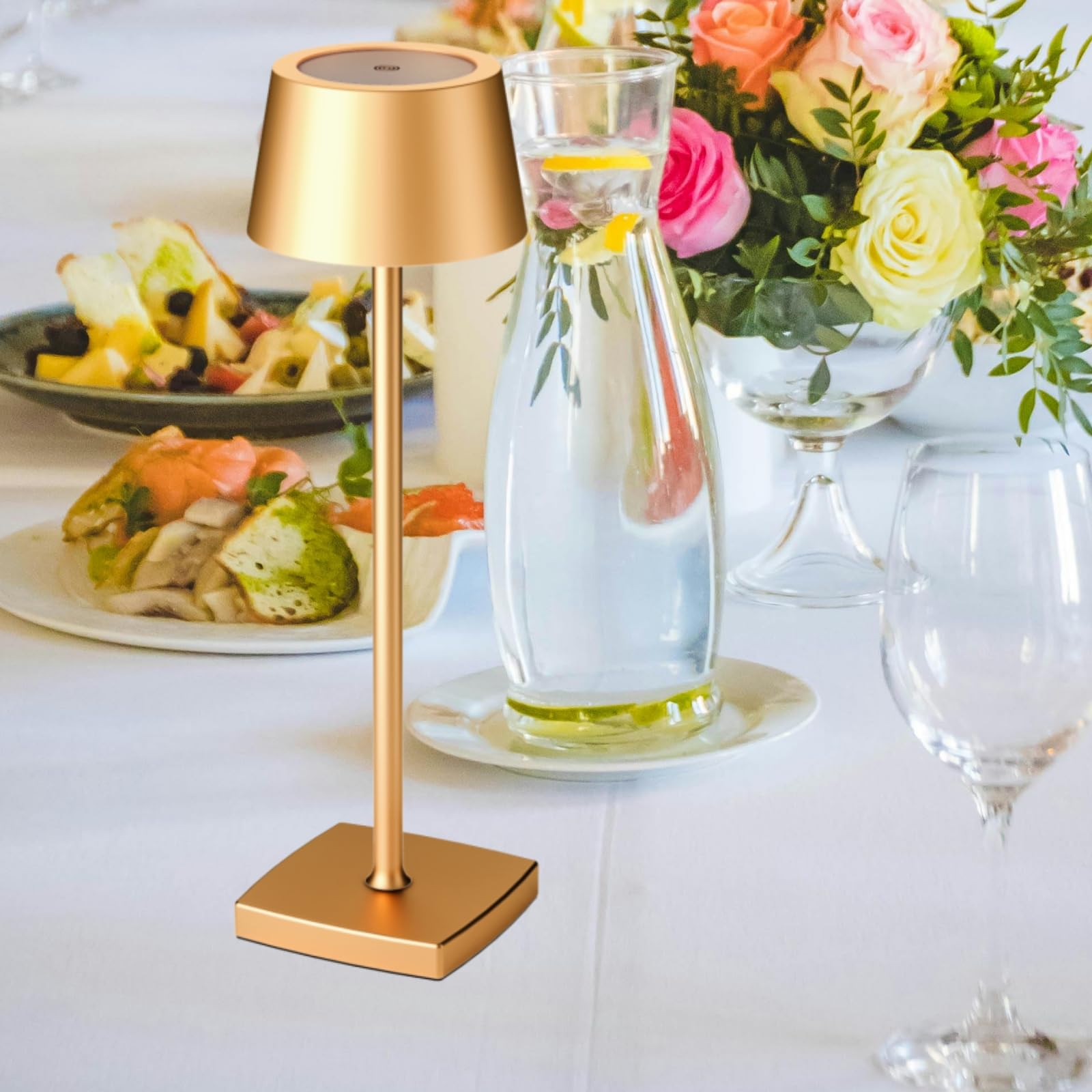 Rechargeable LED Cordless Table Lamp - Dimmable Aluminum Light for Indoor & Outdoor Use - Perfect for Bedroom, Living Room, Patio and Camping