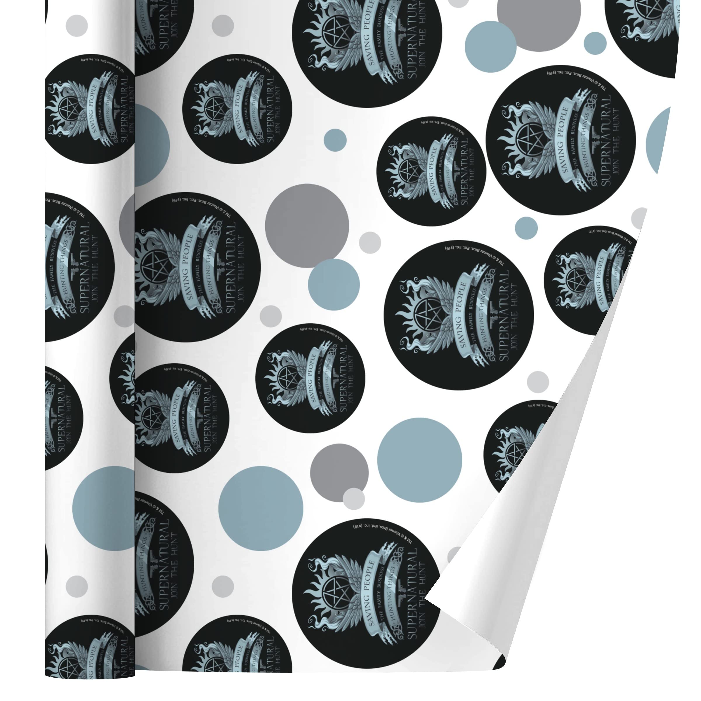 Supernatural TV Show Themed Gift Wrap Paper Roll - Perfect for Saving People Hunting Things Fans, Party Decorations & Holiday Wrapping