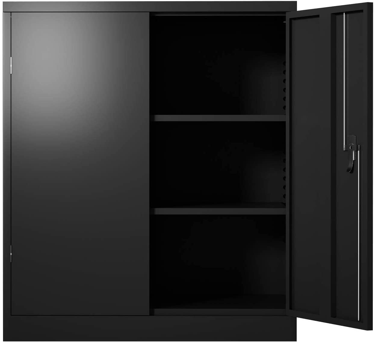 GangMei Lockable Heavy Duty Metal Storage Cabinet - Industrial Garage Home Office Organizer, Black (H41.6) | Perfect for Tools, Equipment & Workshop Storage
