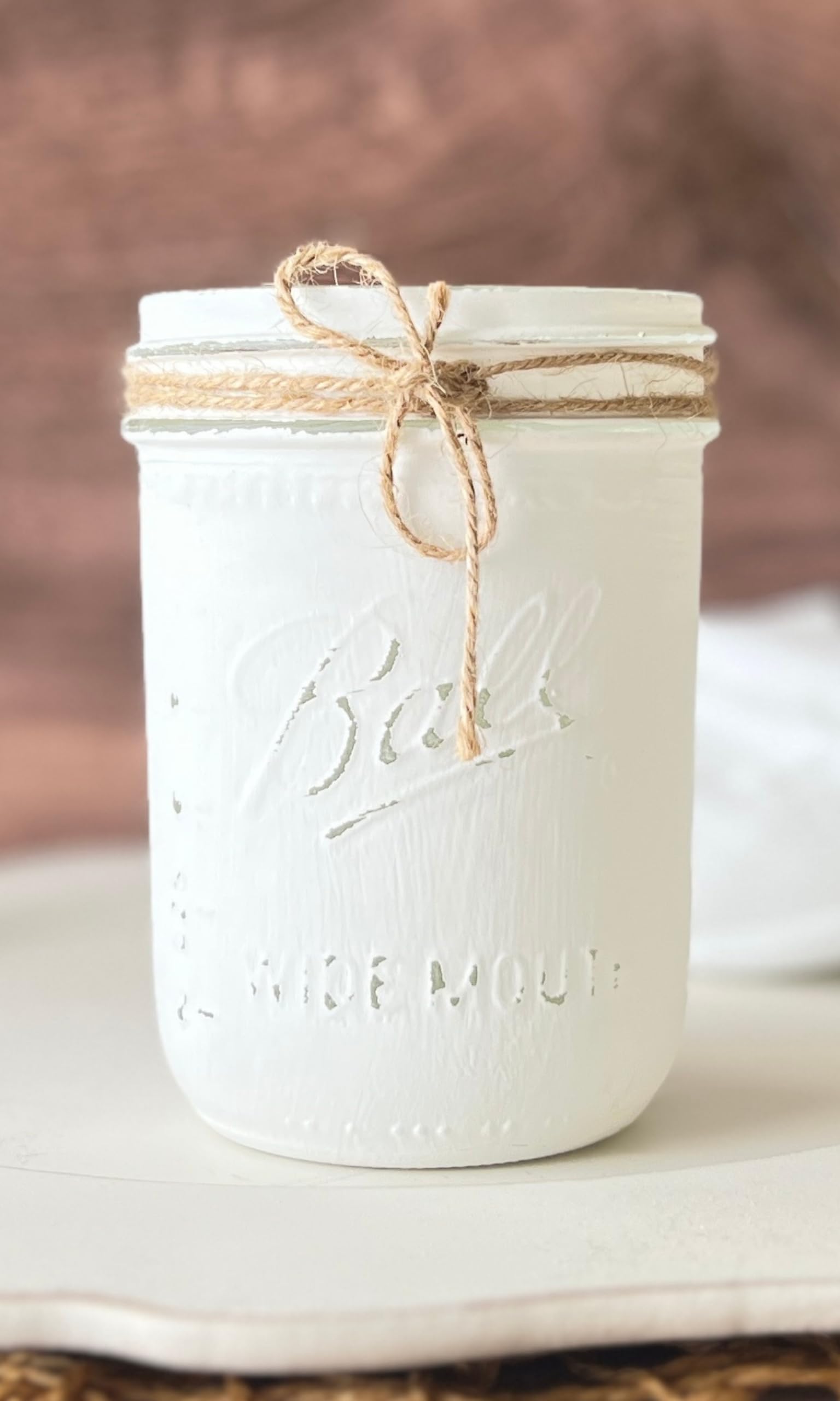 White Mason Jar Decor – Makeup Brush Holder for Vanity & Desk Organizer, 16oz Wide Mouth Pint Mason Jars for Centerpieces & Table Decor, Perfect for Weddings, Home Decor, and Office Organization