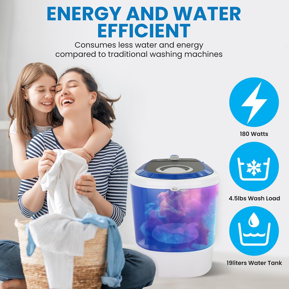 Compact & Portable Washing Machine for Apartments, RVs & Travel - Mini Washer with Spin Dryer - Perfect for Small Spaces & Camping