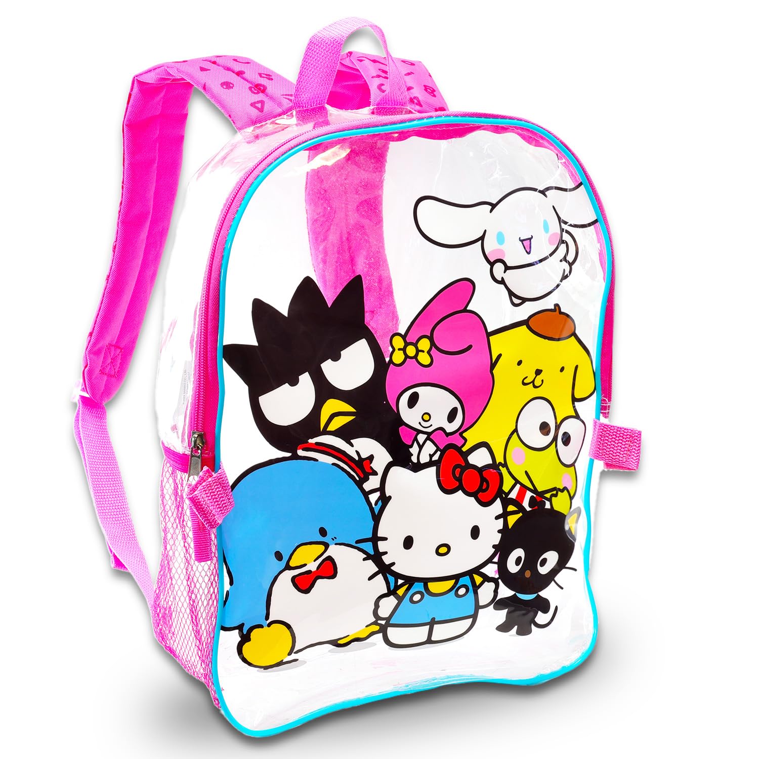 **Hello Kitty Clear Backpack for School Girls - Cute Transparent Backpack Set with Lunch Box, Water Bottle & Stickers | Perfect for School, Travel & Anime Fans**