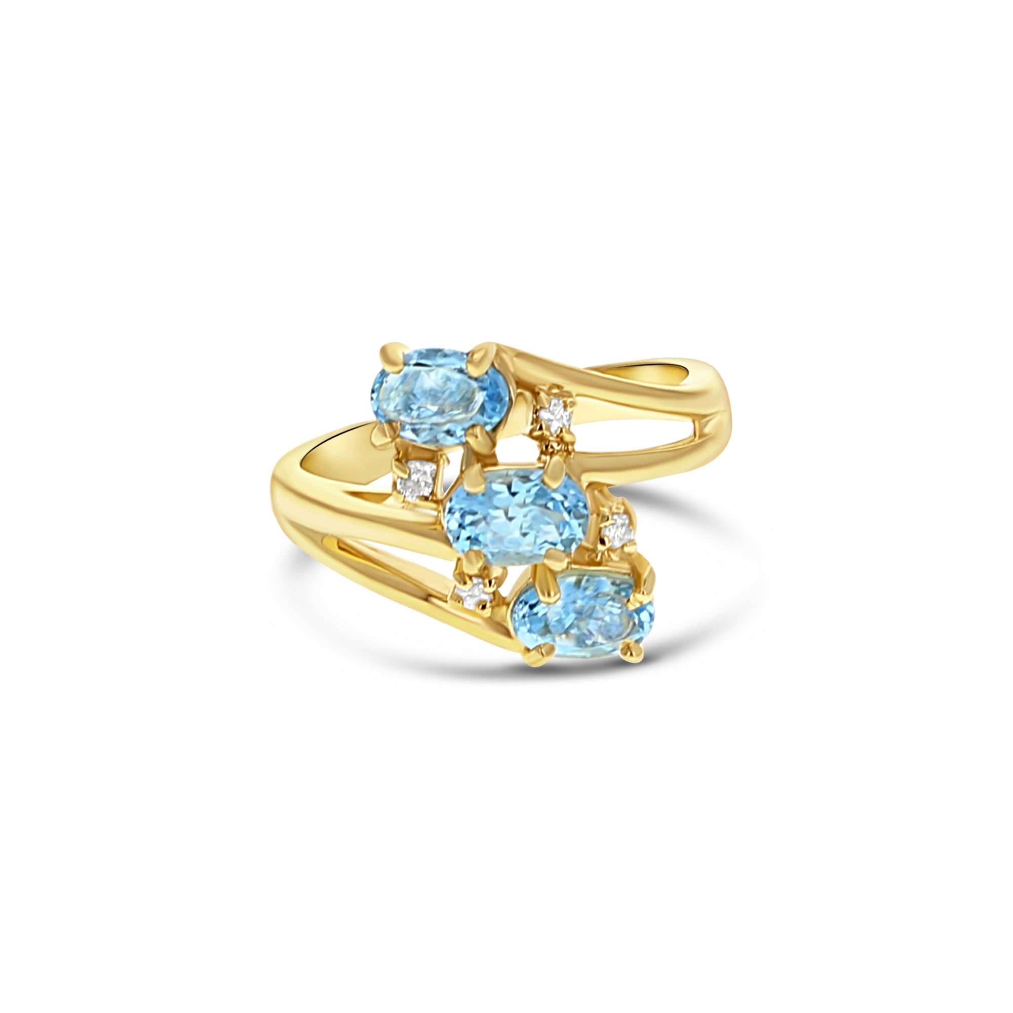 14K Yellow Gold Oval Blue Topaz Diamond Ring for Women - Elegant Engagement, Wedding, Anniversary & Gift Jewelry
