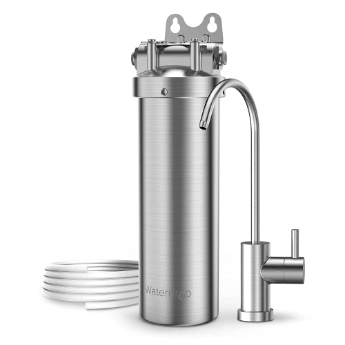 Waterdrop BS08 Under Sink Water Filter System - 2 Year Lifetime Stainless Steel Water Purifier | Removes Chlorine, Lead, Heavy Metals, Bad Taste & Odor | Includes 1 Filter & Brushed Nickel Faucet | Perfect for Kitchen, RV, Office & Home Use