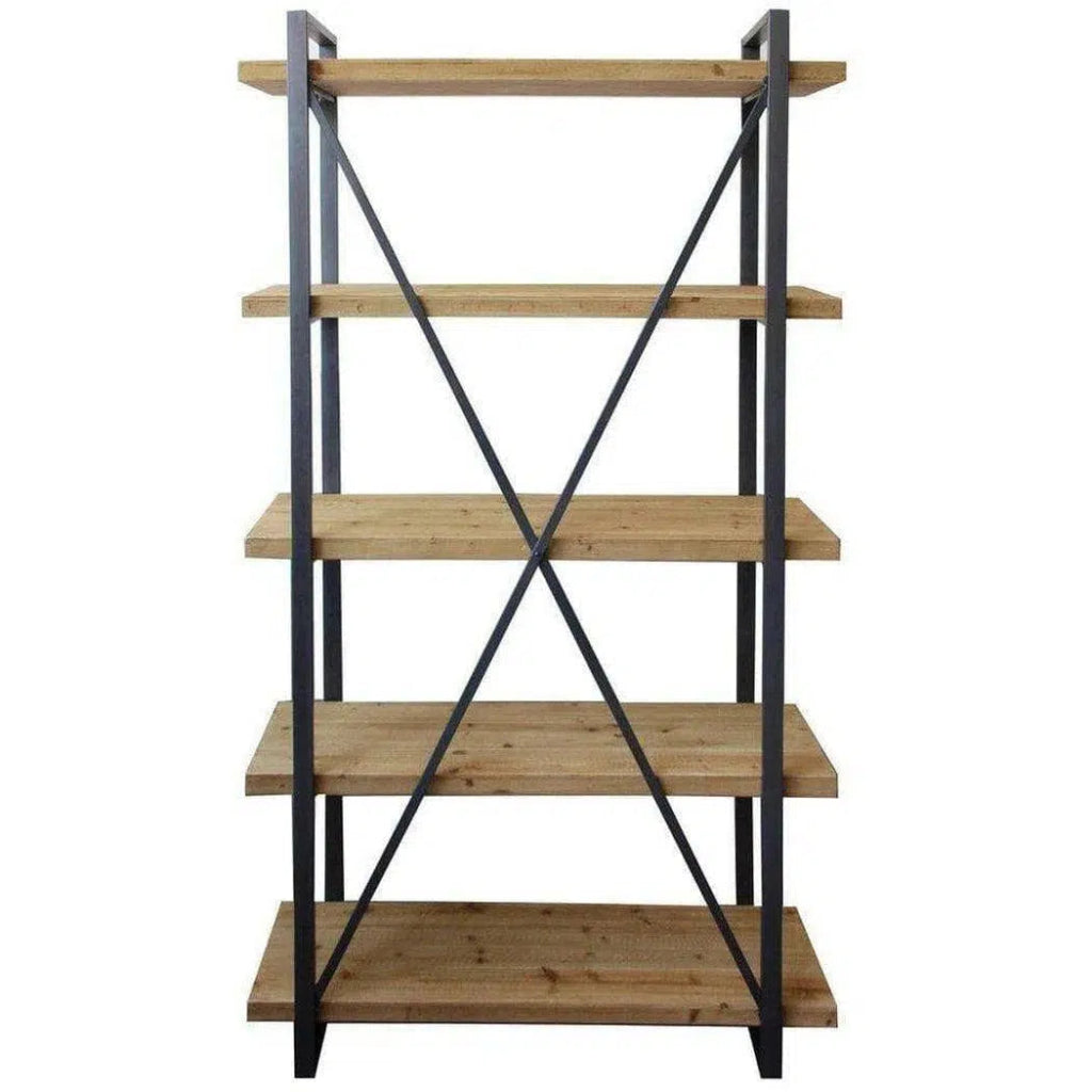 47 Inch 5-Tier Wooden Shelf - Rustic Brown Floating Shelves for Living Room, Bedroom, Bathroom Storage & Decor