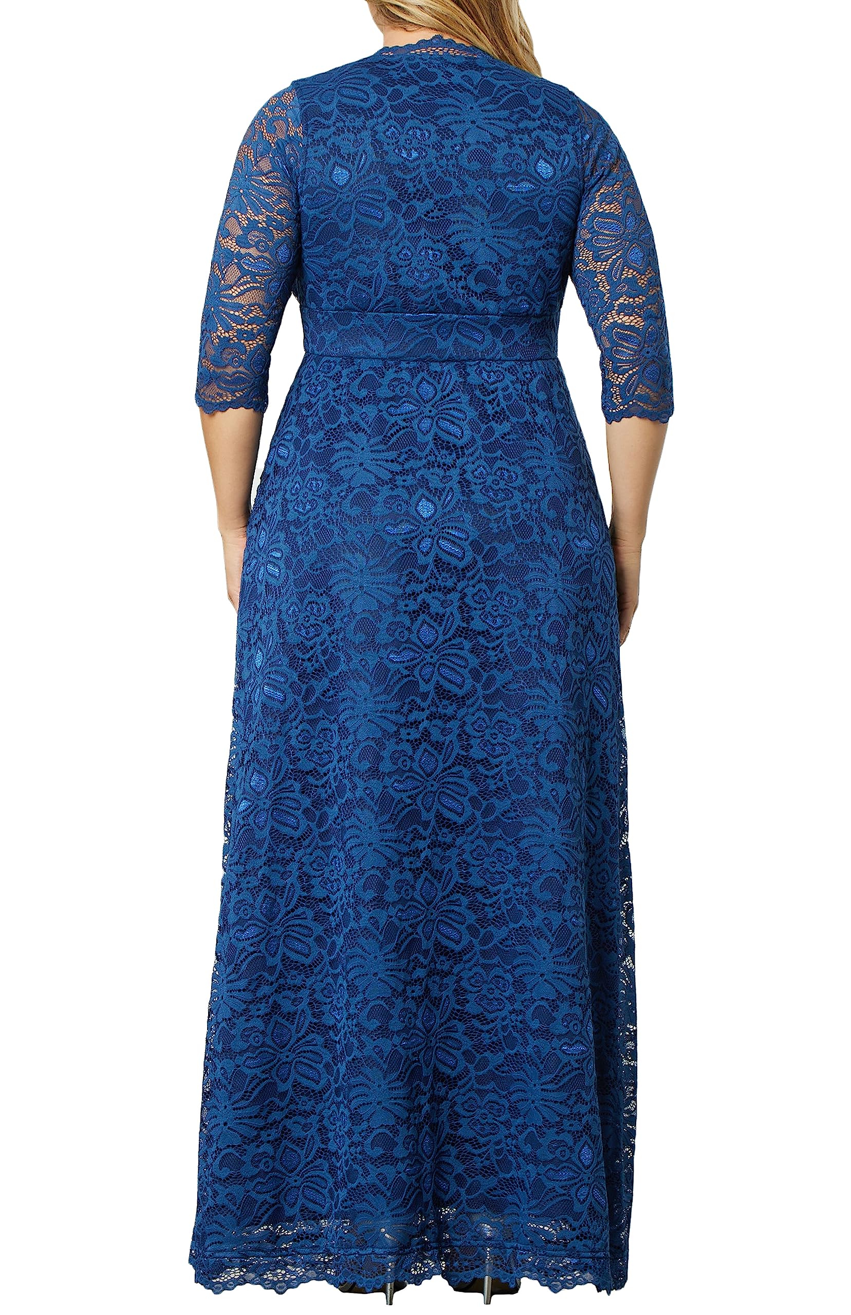 Kiyonna Women's Plus Size Maria Lace Evening Gown - Elegant Long Sleeve Formal Dress for Weddings, Prom & Special Occasions | Plus Size Party Gown for Curvy Women