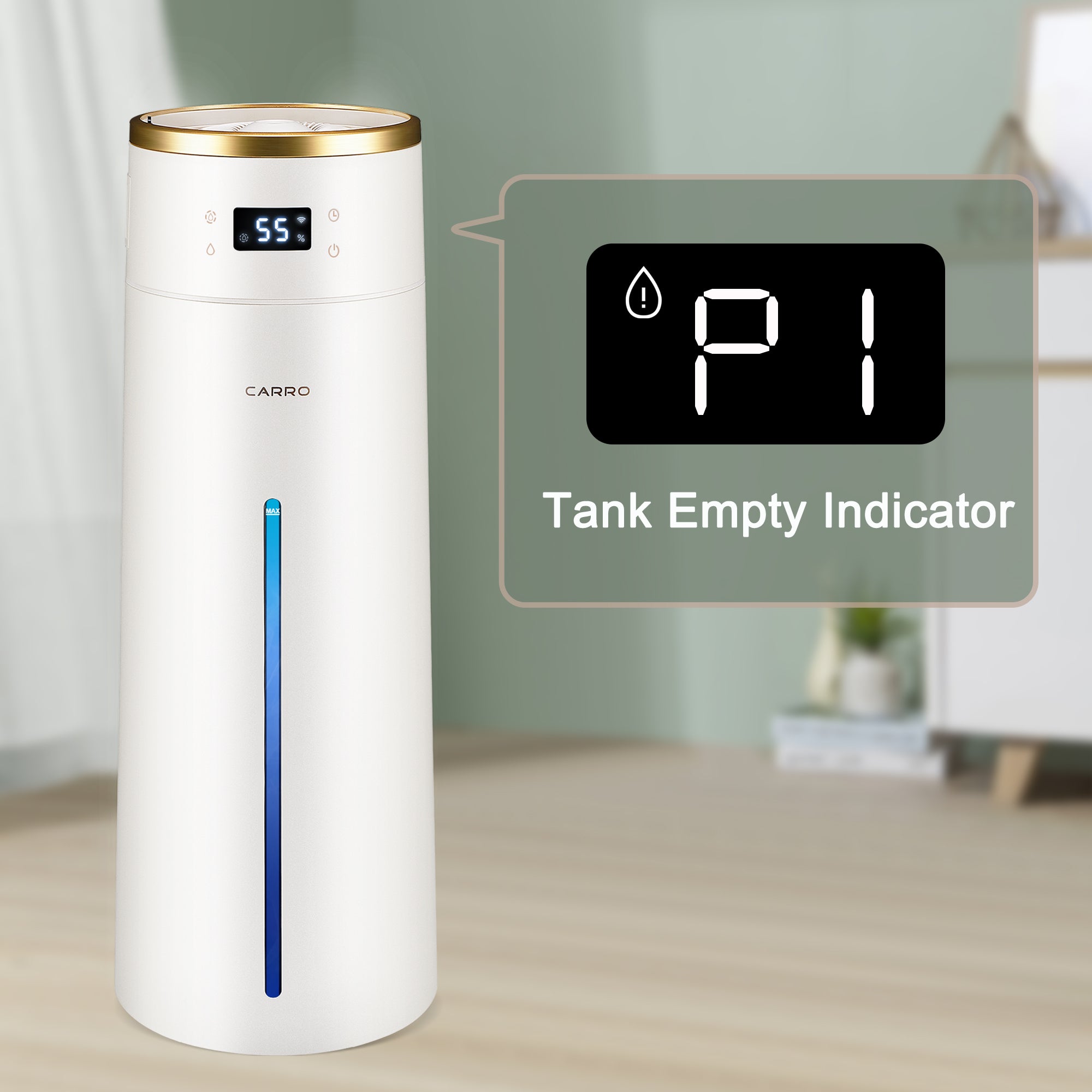Smart Humidifier 2.1 Gal Top Fill Cool Mist - Large Room Ultrasonic Humidifier for Bedroom, Nursery & Office - Quiet Air Moisturizer for Baby, Plants & Dry Skin Relief