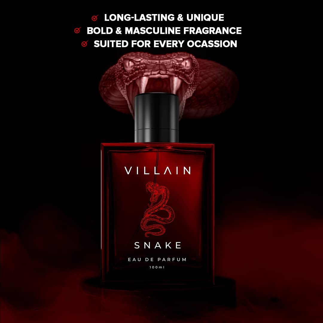 Vil'lain Snake Perfume for Men - Long Lasting Premium EDP Cologne, 100ml (3.38 Fl Oz) | Best Gift for Him, Date Night & Special Occasions