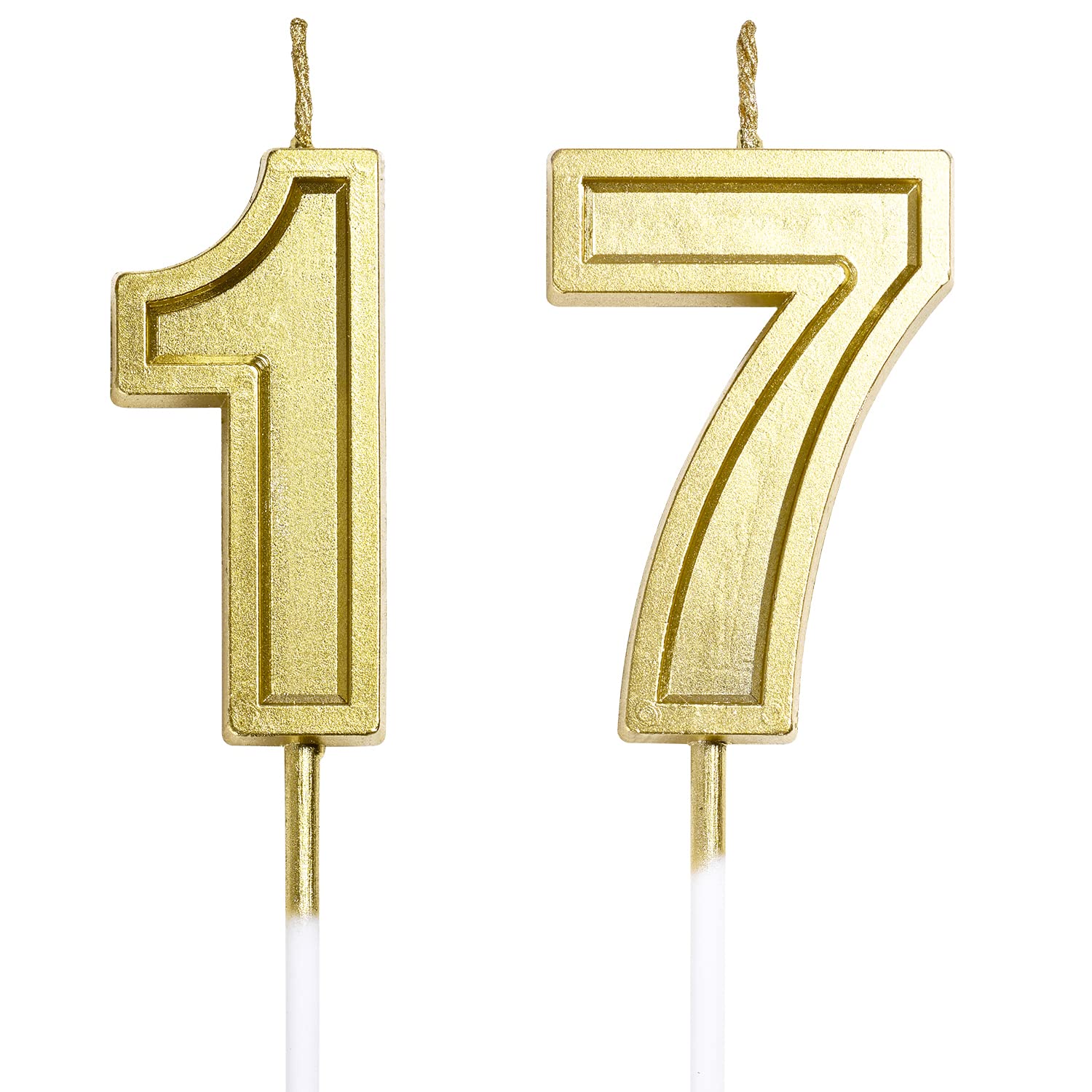 17th Birthday Cake Candles - Gold Number Candles for Cake Topper, Wedding & Anniversary Decorations | Perfect for Birthday Parties, Celebrations & Special Events