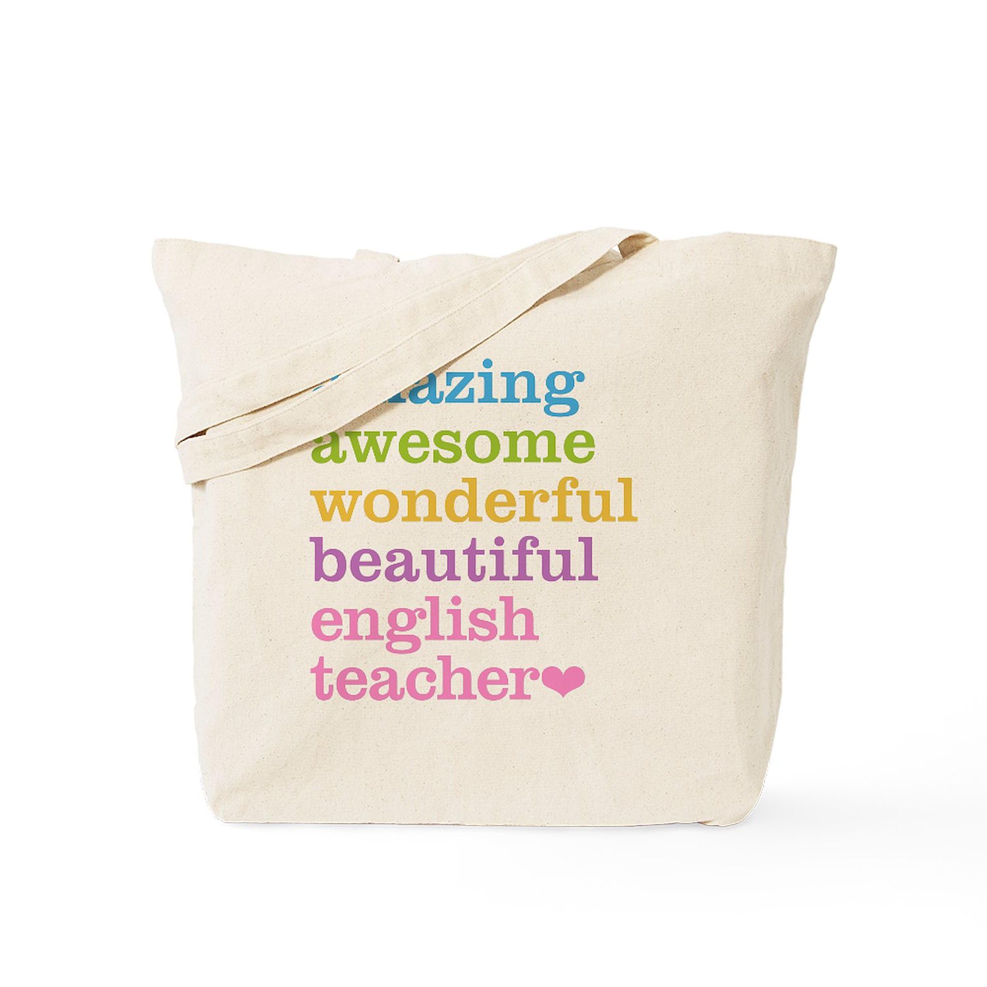 English Teacher Tote Bag - Natural Canvas Reusable Shopping Bag for School, Work & Groceries - Eco-Friendly Teacher Gift & Everyday Carry