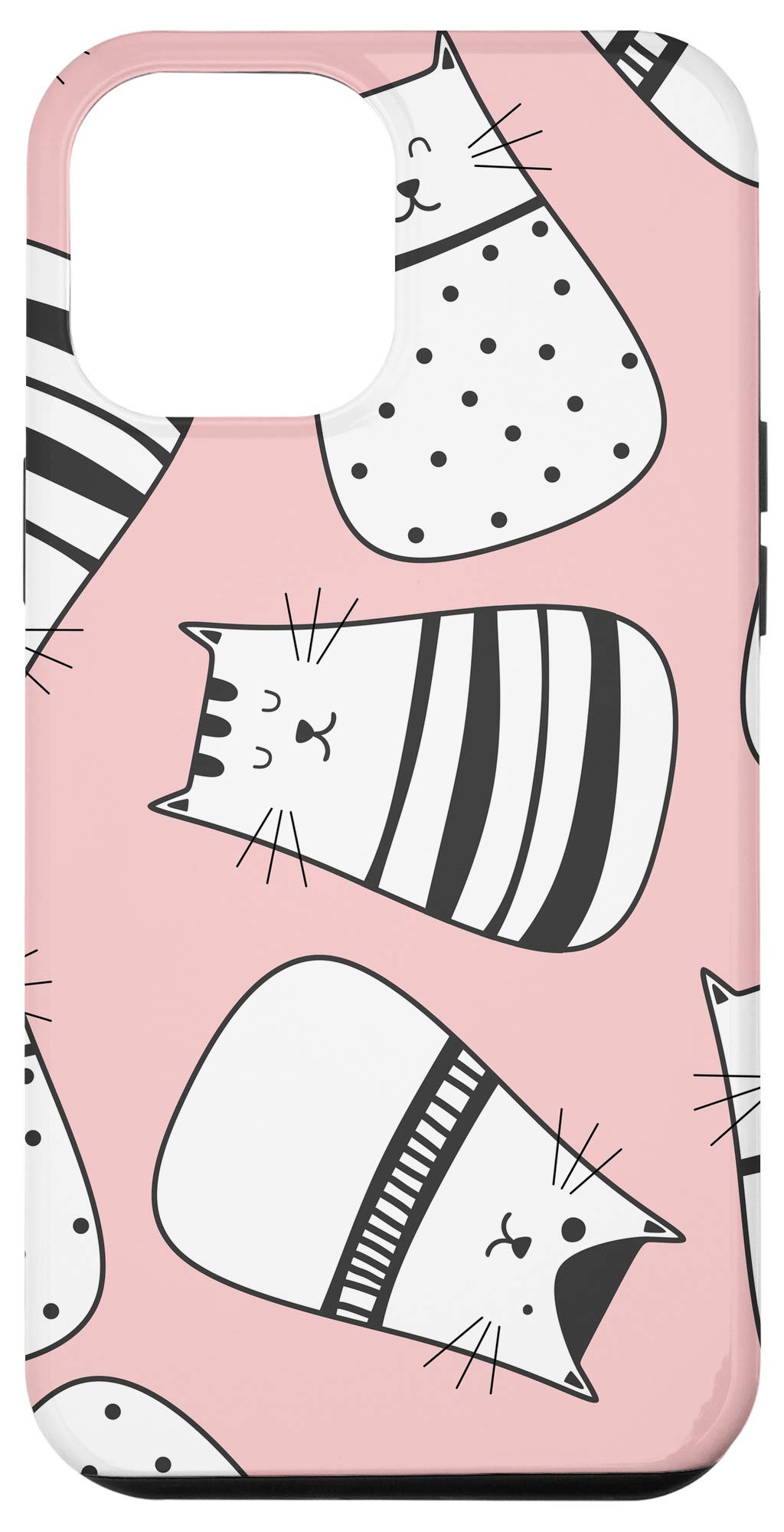 iPhone 12 Pro Max Cute Cat Cartoon Pattern Phone Case - Pink Protective Cover for Cat Lovers & Cat Moms | Perfect Gift for iPhone Users, Daily Use & Work