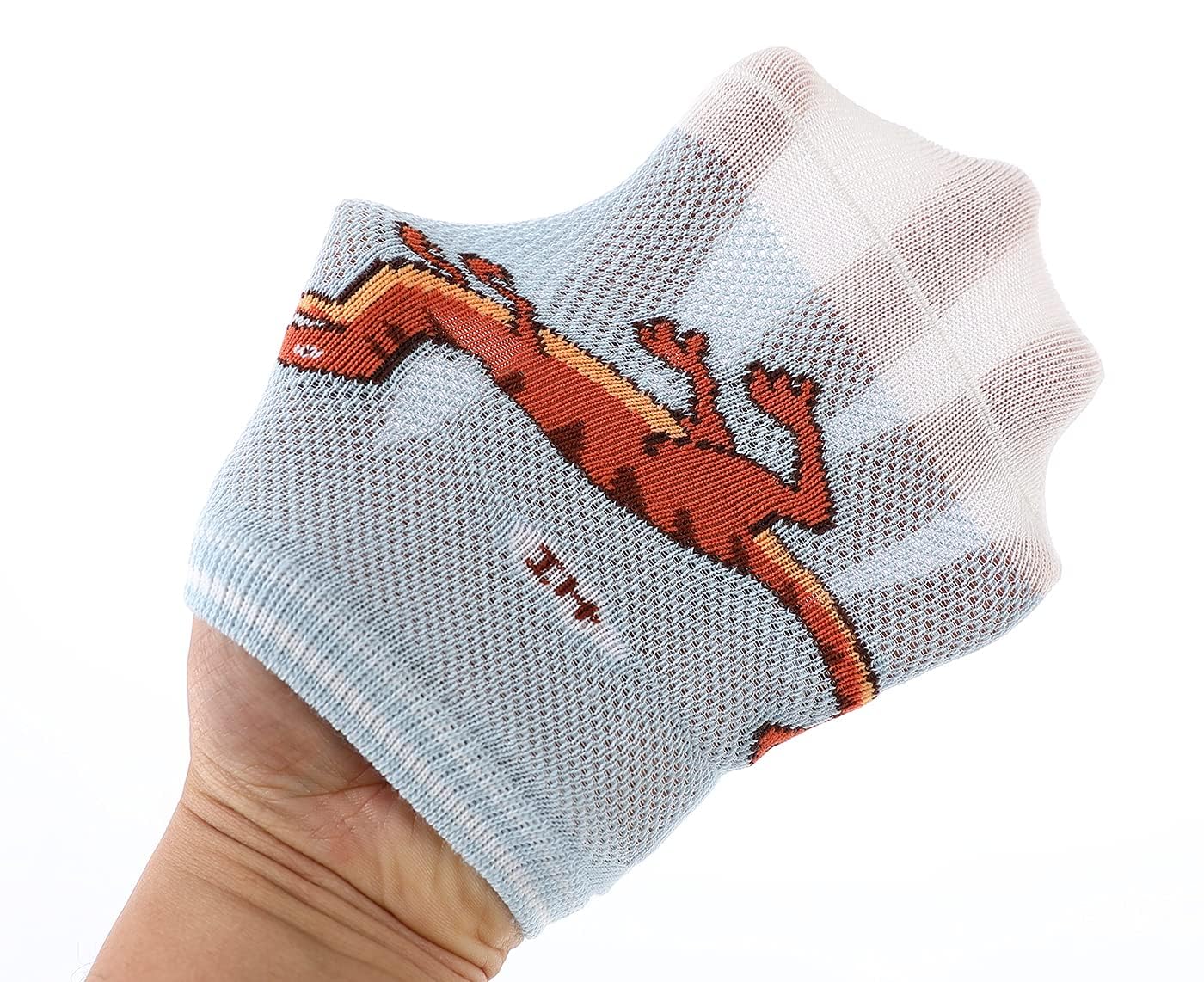 CHUNG Boys' Cotton Ankle Socks 5/10 Pack - Low Cut Dinosaur Print Mesh Socks for Kids 2-9 Years - Lightweight Breathable for School, Running, Sports & Casual Wear - Perfect for Everyday Play and Athletic Activities