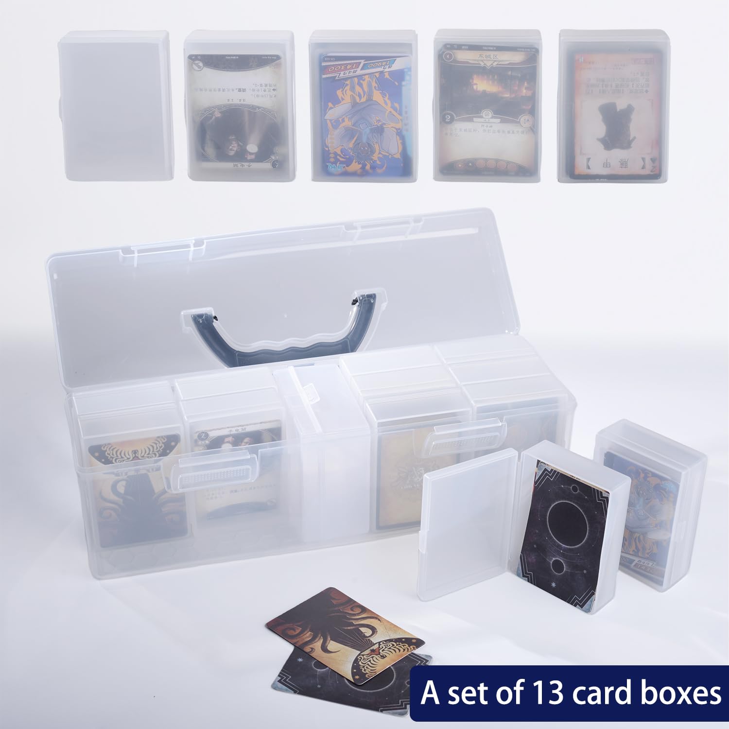 900+ Capacity Baseball Trading Card Storage Box - 13 Independent Compartments Holds 70 Cards Each | Clear Display Organizer Case for Sports Cards, MTG, Pokemon & Collectibles | Perfect for Card Collectors, Tournaments & Home Display