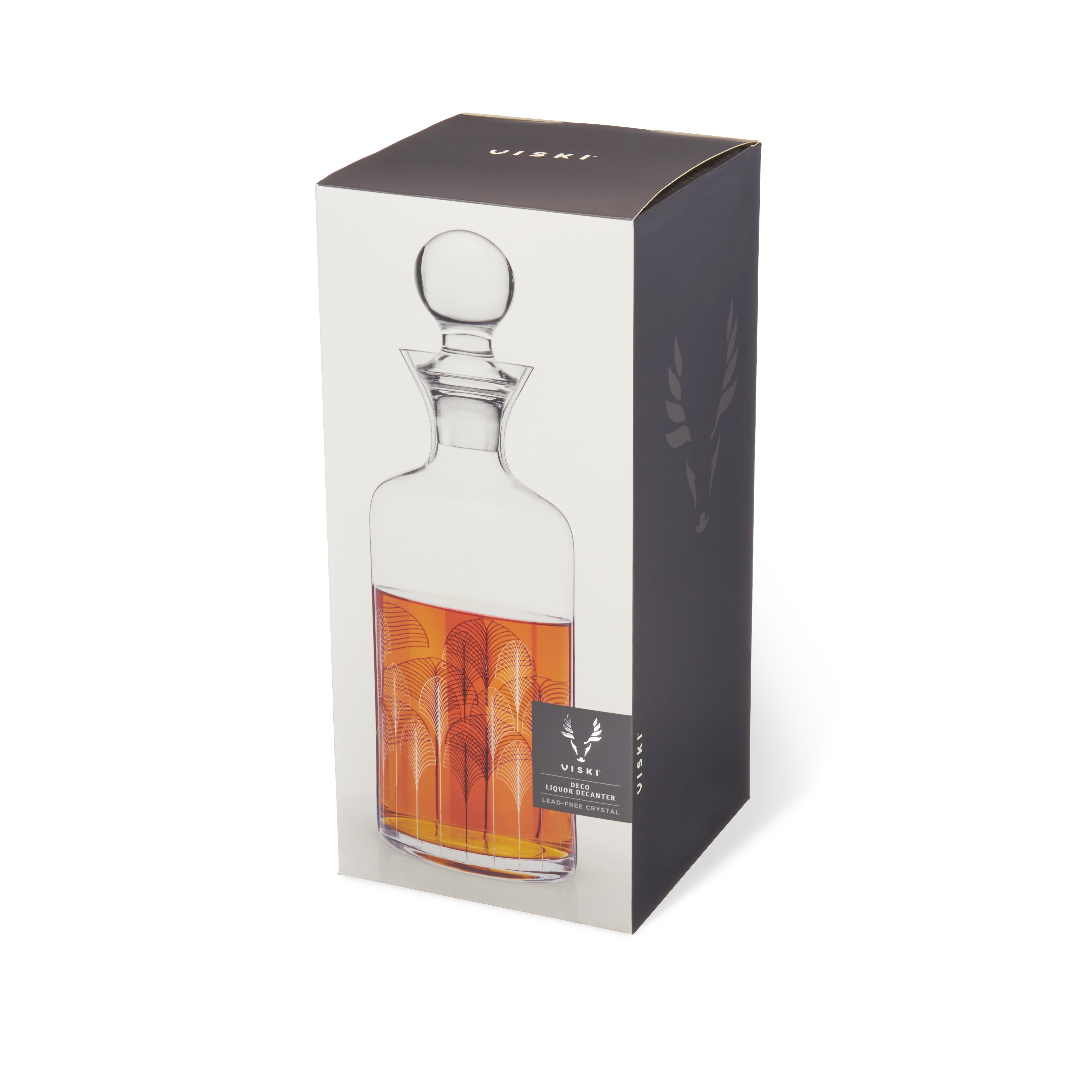 Vintage Art Deco Crystal Liquor Decanter Set - Elegant Glass Whiskey Decanter with Stopper for Bourbon, Scotch & Wine - Perfect for Home Bar, Gifts & Entertaining