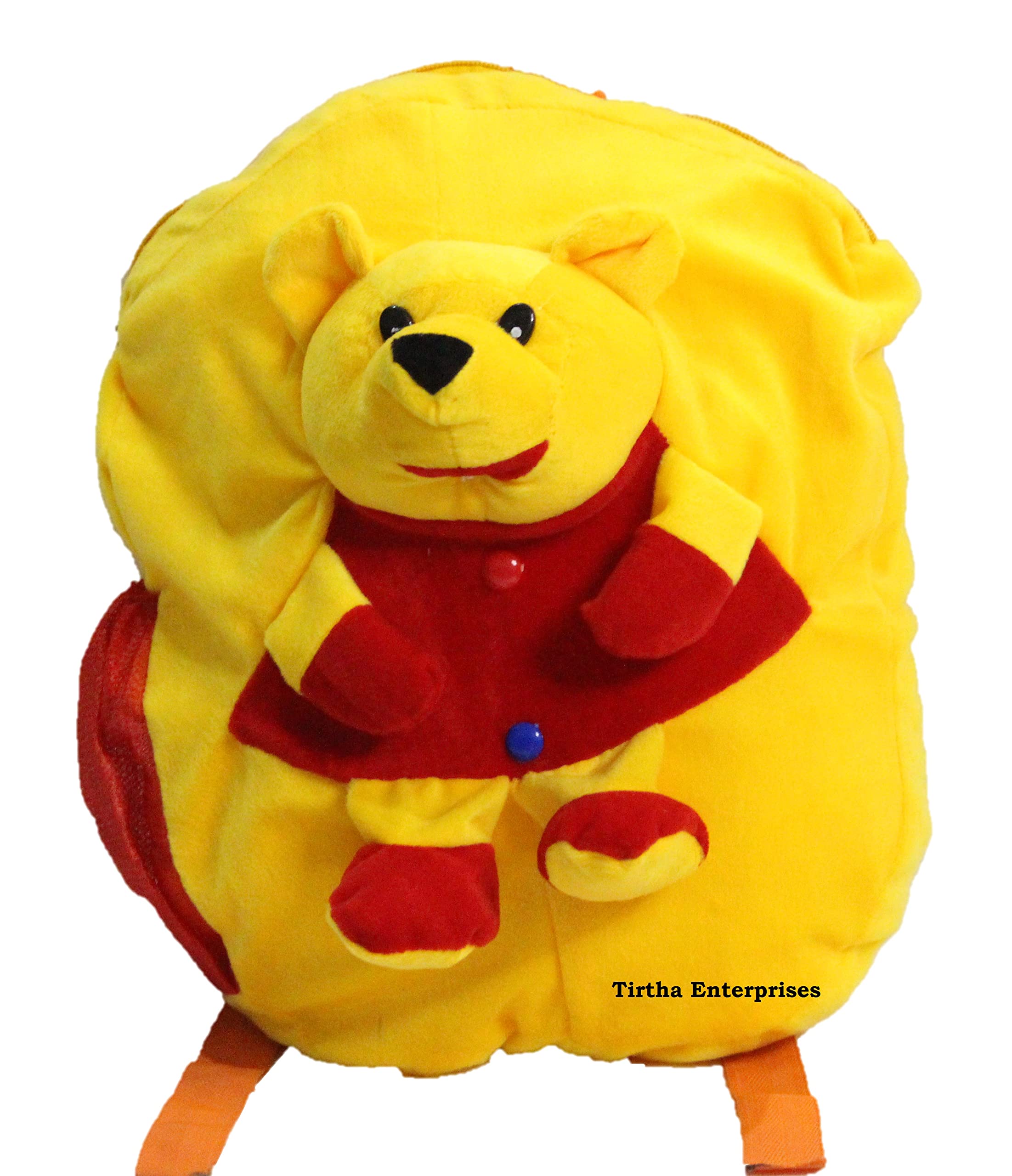 Soft Plush Kids' School Backpack - Cartoon Design Velvet Backpack for Nursery, Picnic, Travel & Daily Use (Pooh Bear Yellow, Multi-Color) - Perfect for Ages 2-6 Years | Great for School, Daycare & Family Outings
