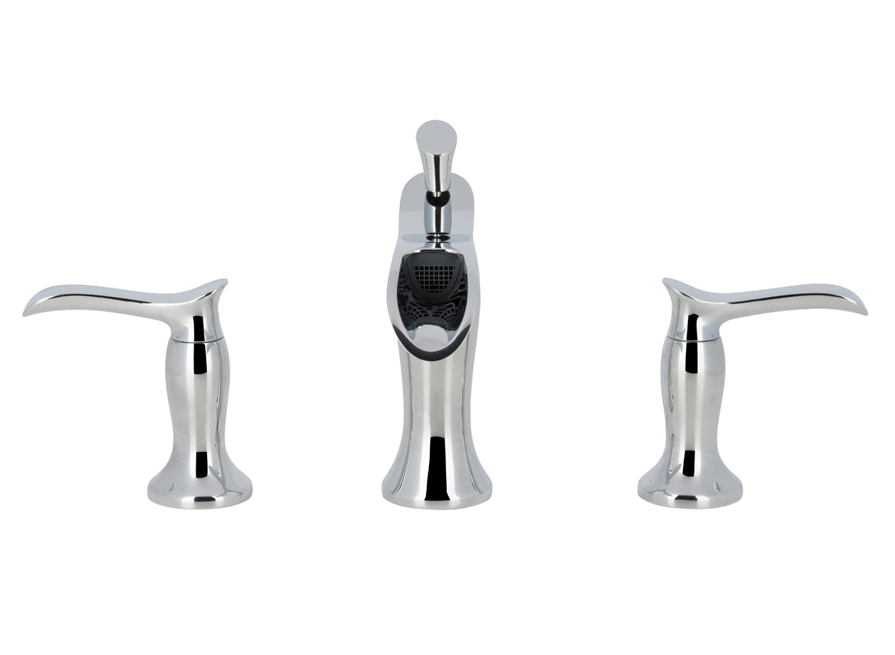 Eleganzia Series Widespread Chrome Bathroom Faucet - Modern Waterfall Spout Design for Vanity Sinks - Perfect for Master Bathroom Renovation & Guest Bathroom Upgrade