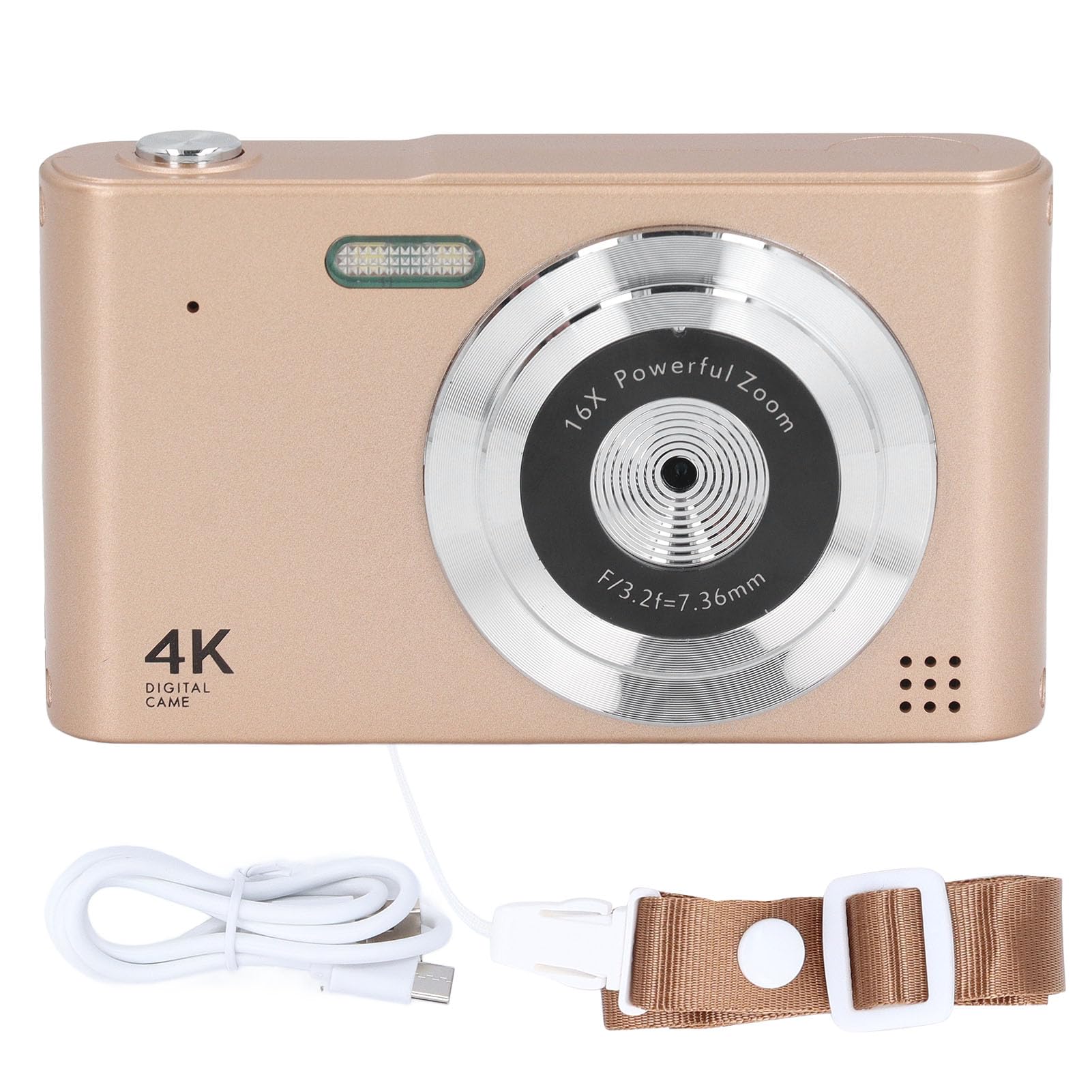 4K Digital Camera for Photography & Vlogging - 48MP, 16X Zoom, Auto Focus, Anti-Shake, Compact Point and Shoot Travel Camera (Gold) - Perfect for Travel, YouTube Videos, Family Events & Outdoor Adventures