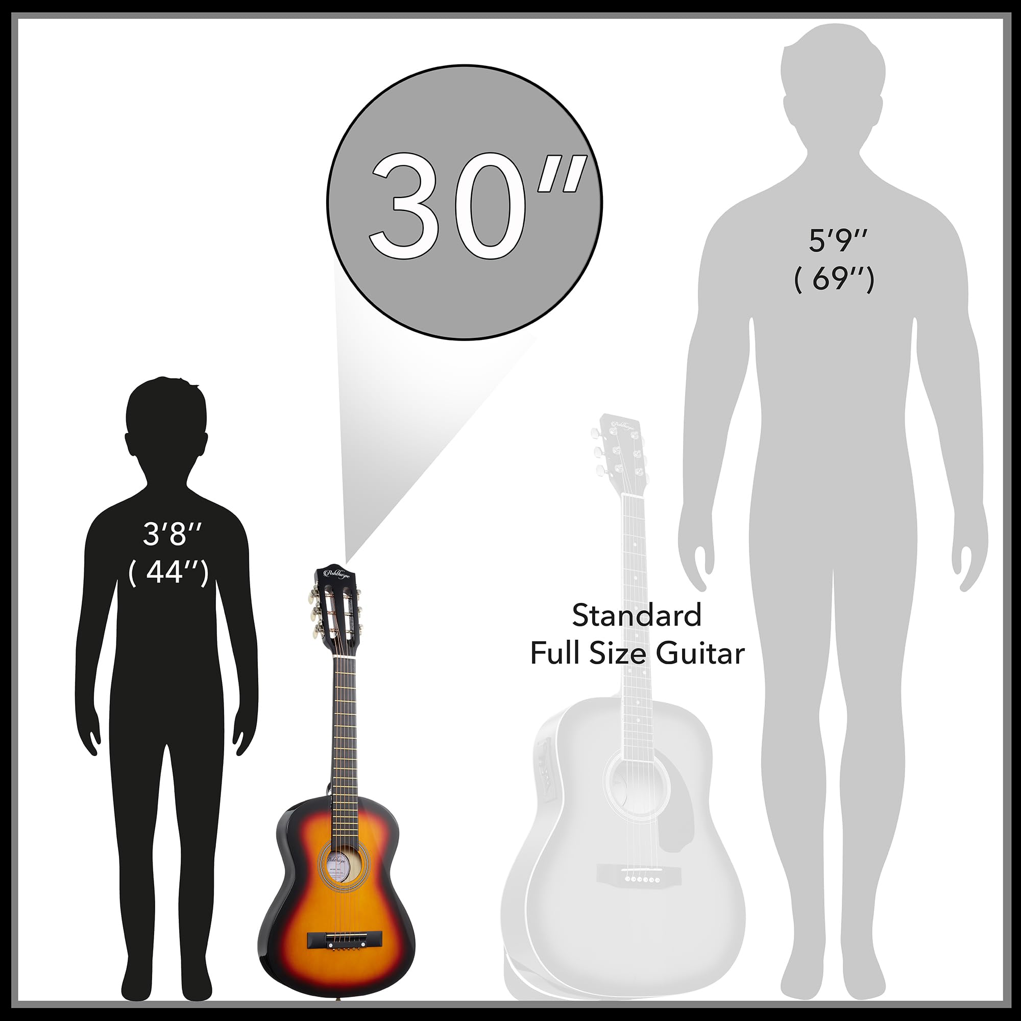 Ashthorpe 30-inch Beginner Acoustic Guitar Starter Kit (Sunburst) with Gig Bag, Strings, Strap, Tuner & Picks - Perfect for Kids, Teens & Adult Beginners Learning at Home, School or Campfire Jams