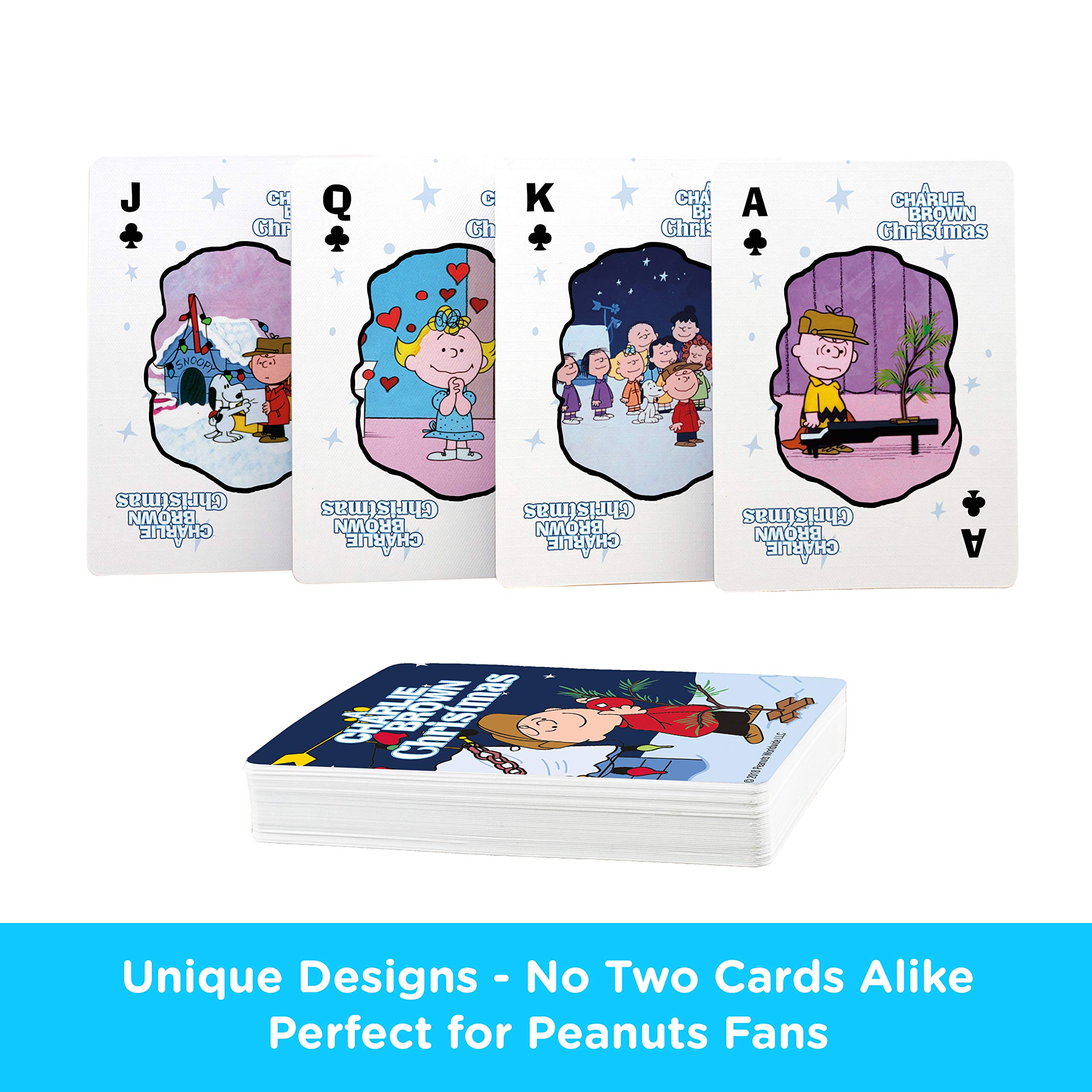 AQUARIUS Peanuts Charlie Brown Christmas Playing Cards - Holiday Themed Deck for Poker, Blackjack & Family Game Night - Officially Licensed Peanuts Collectible Merchandise - Perfect for Christmas Parties & Gift Exchanges