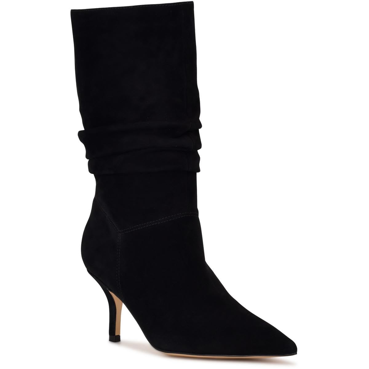 NINE WEST Women's Mycki Slouchy Pointed Toe Mid-Calf Boots | Comfortable & Stylish Leather Booties for Fall & Winter | Perfect for Office, Date Night & Casual Outfits