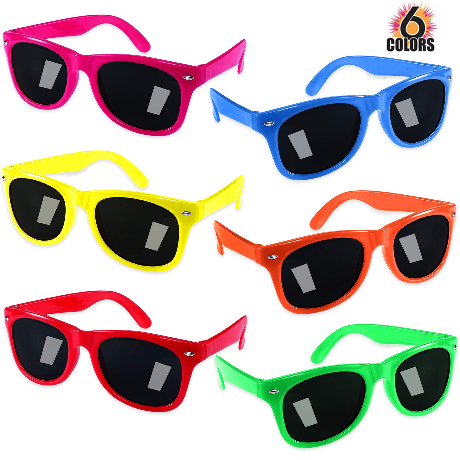 GINMIC Kids Sunglasses 12-Pack - Neon Sunglasses for Boys & Girls - UV Protection Party Favors - Perfect for Birthday Parties, Beach, Pool & Outdoor Activities - Fun Gift & Party Supplies