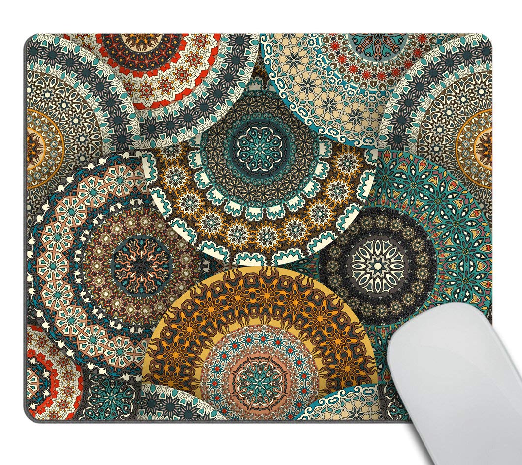 Vintage Floral Mandala Mouse Pad - Non-Slip Rubber Gaming Mousepad for PC & Laptop - Colorful Rectangular Computer Mouse Mat for Office, Gaming & Home Use