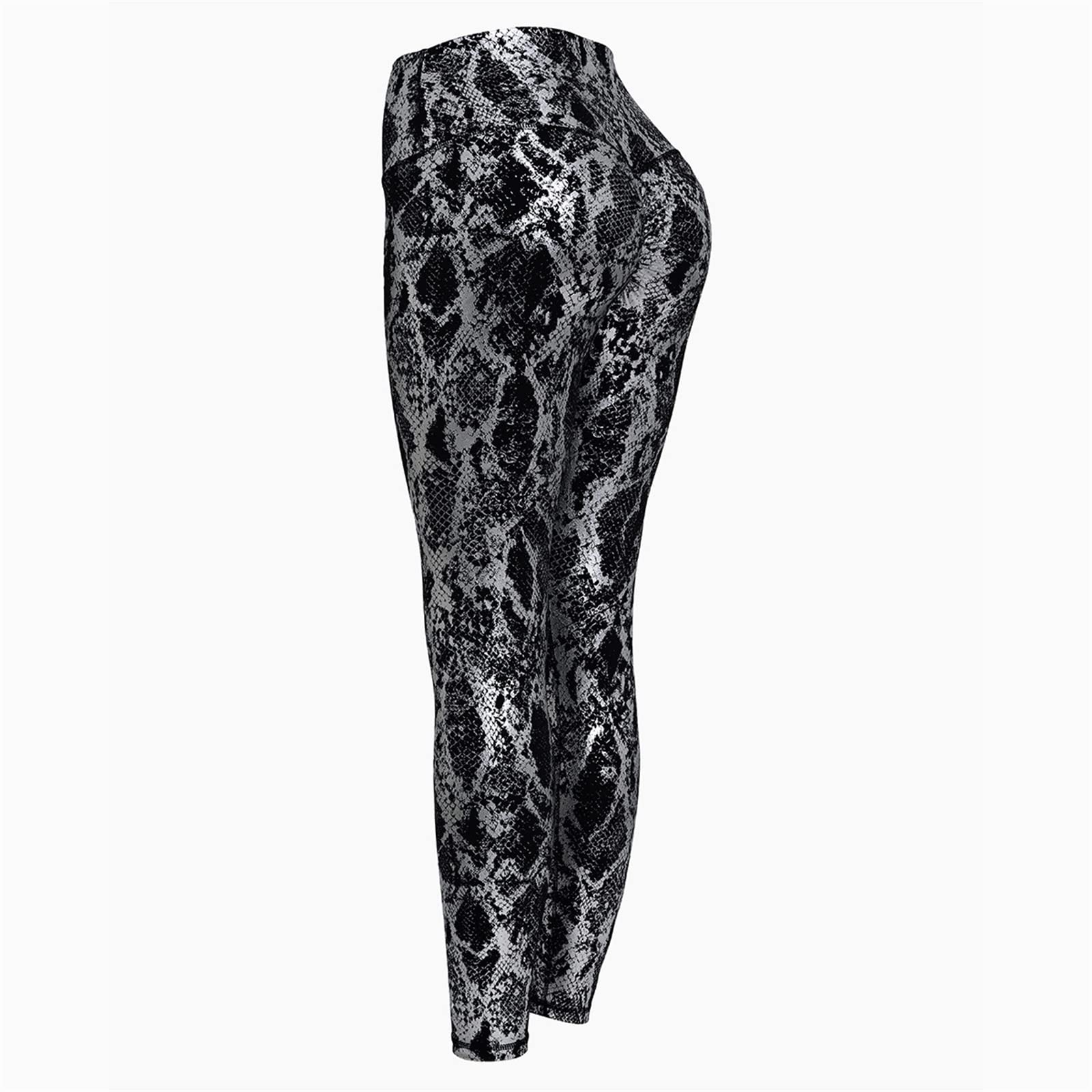 High Waisted Workout Leggings for Women - Seamless Yoga Pants with Snakeskin Print & Tummy Control - Sweat Proof & Comfortable - Black XL - Perfect for Gym, Yoga & Running