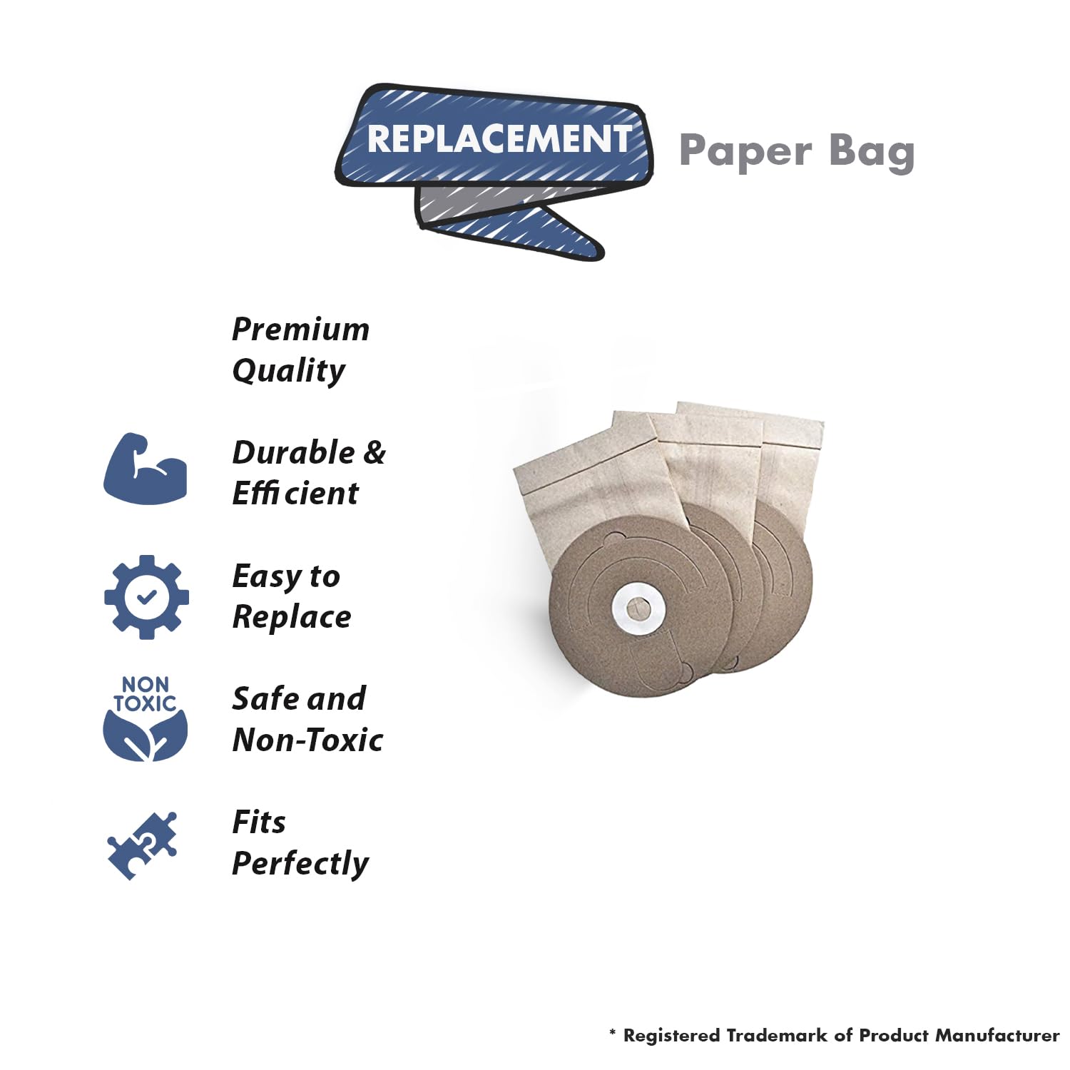 Miracle Mate 43103 Vacuum Cleaner Bags Replacement (3 Pack) - Compatible with MM1 Parts - Ideal for Home Cleaning, Pet Hair Removal & Allergen Reduction