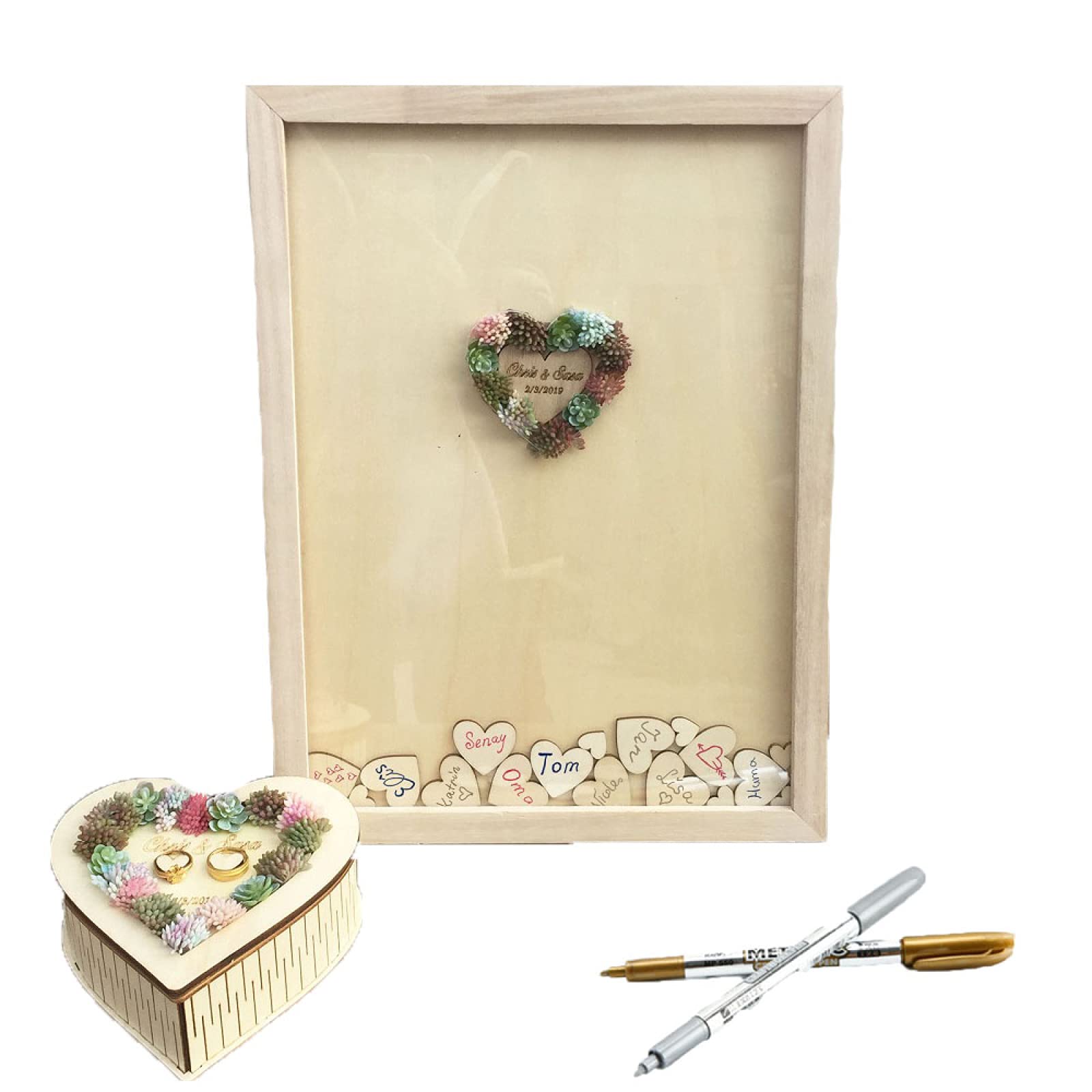 Personalized Wooden Wedding Guest Book Frame - Unique Alternative to Traditional Guest Books, Custom Wedding Scrapbook & Keepsake Box for Wedding Decorations - Perfect for Rustic, Vintage or DIY Weddings