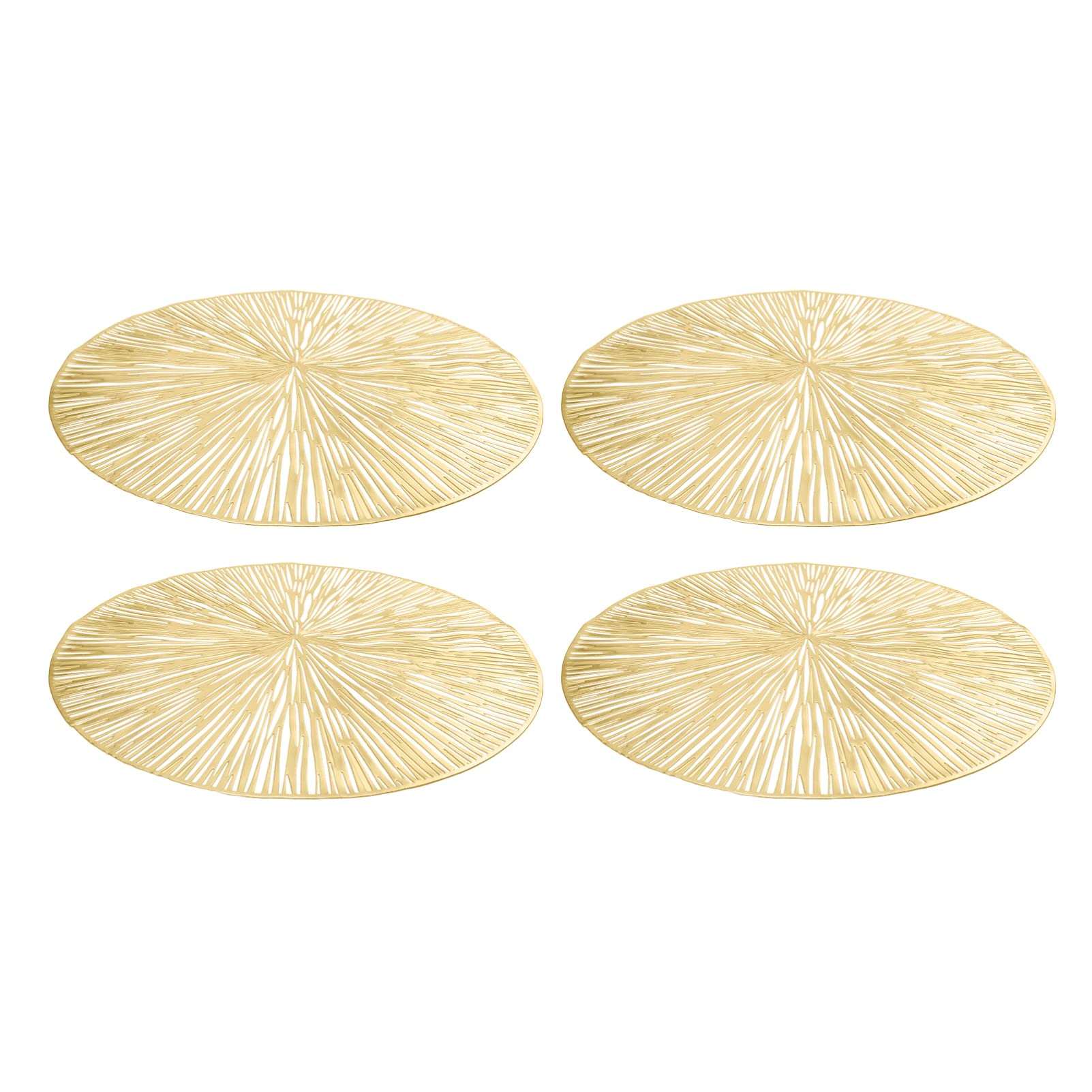 Vintage Round Vinyl Placemats Set of 4 - Hollow Pressed Table Mats for Bowls & Cups | Heat-Resistant Woven Home Decor for Dining Table, Kitchen, and Party Use