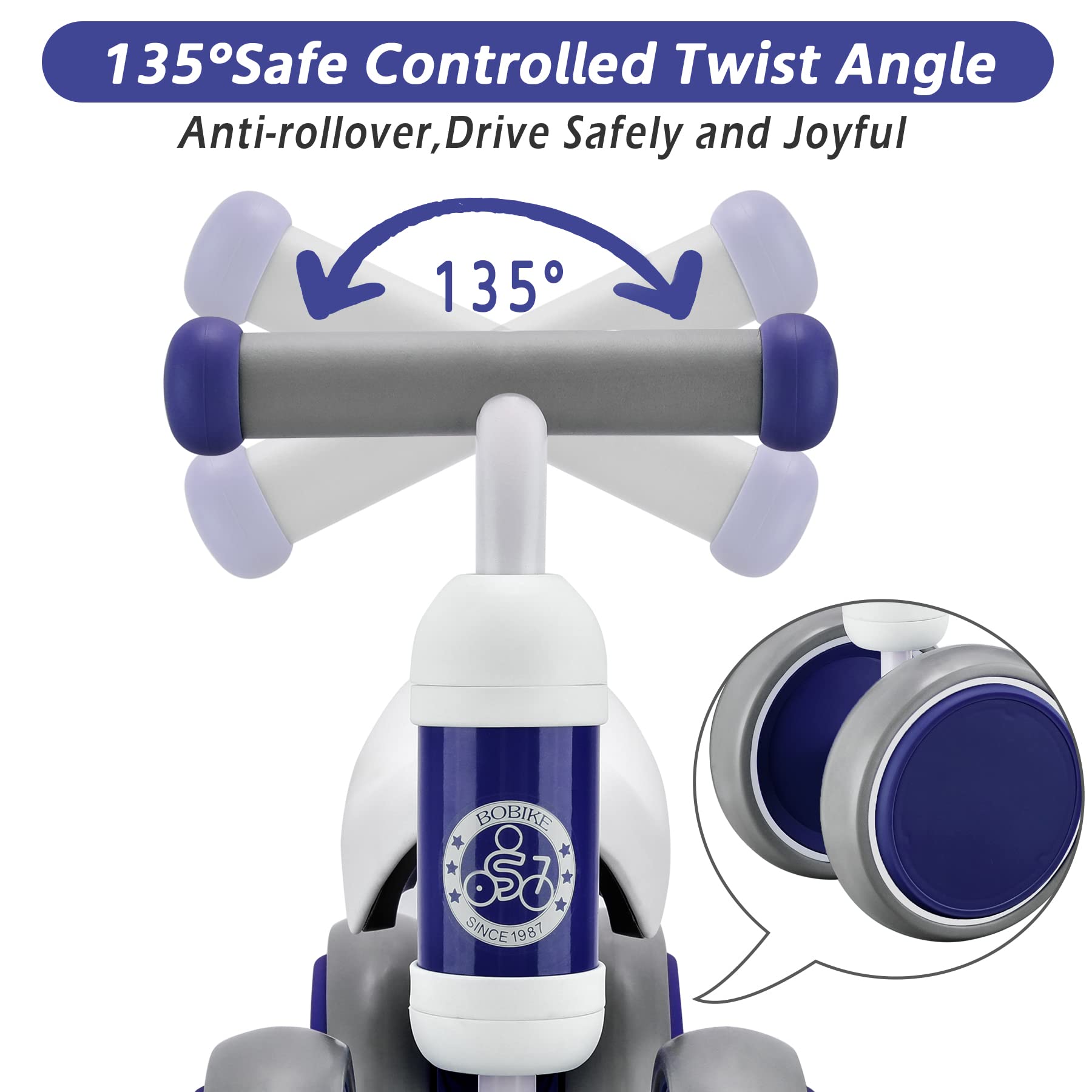 **Best Baby Balance Bike for 12-36 Months - No Pedal 4-Wheel Toddler Bike for Boys & Girls - First Birthday Gift & Learning Walker (Classic Blue) - Perfect for Indoor & Outdoor Play, Park Rides & Early Motor Skill Development**