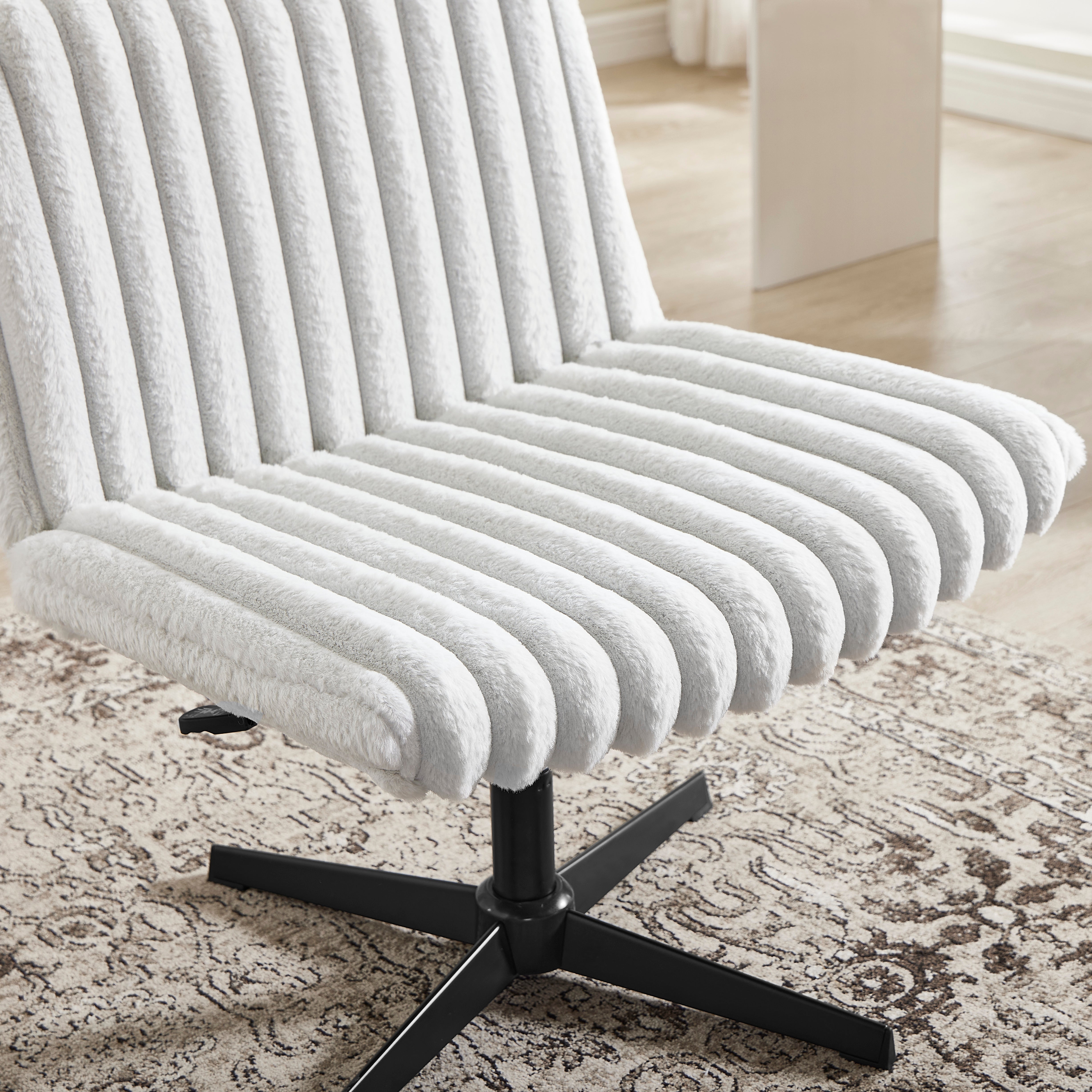 Roundhill Blynn Adjustable Swivel Criss Cross Chair - Wide Seat Ergonomic Office Chair with Lumbar Support, Vanity Makeup Chair for Home & Office Workspace, Study Desk, Dressing Table and Beauty Salon