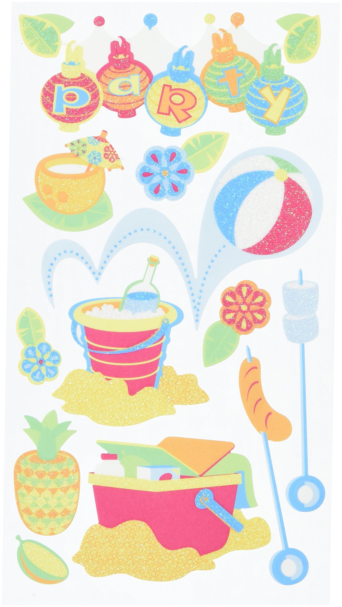 Sticko EK Success Beach Party Stickers - Fun Decorative Stickers for Scrapbooking, Journals, and DIY Crafts - Perfect for Summer Parties, Vacation Albums, and Beach-Themed Projects