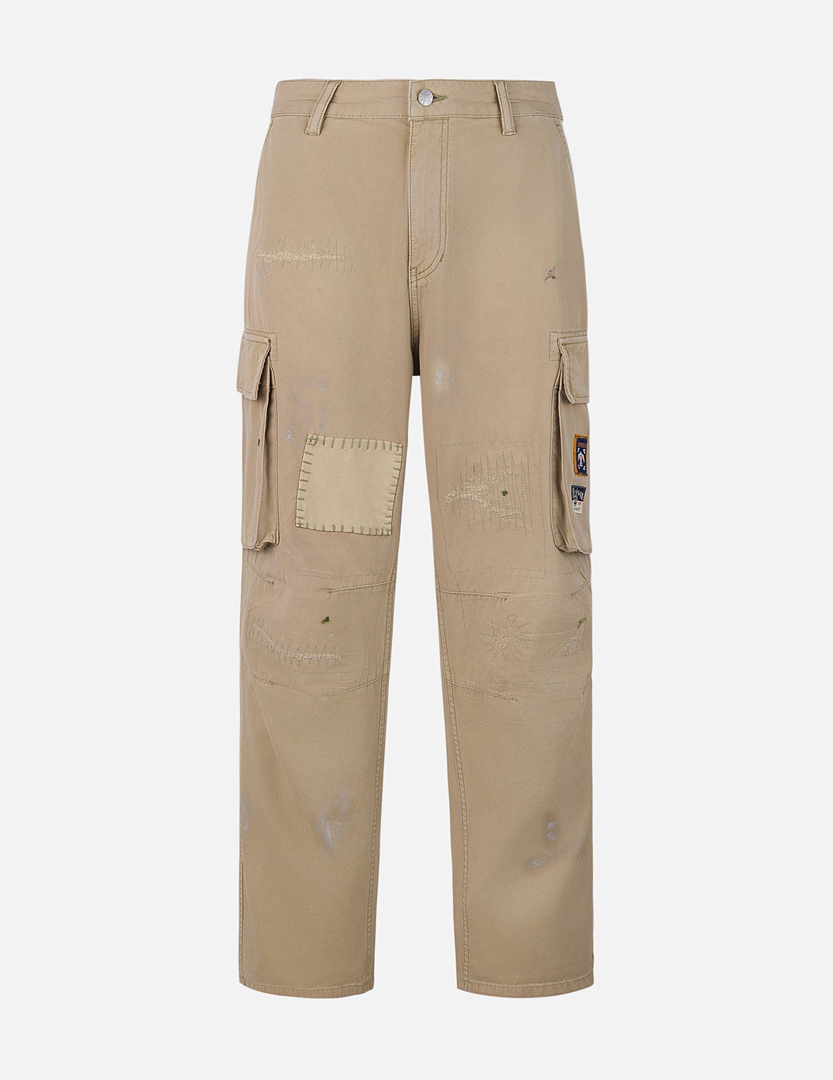 Totem Seagull Embroidered Straight Fit Cargo Pants for Men - Casual Streetwear & Outdoor Adventure Clothing