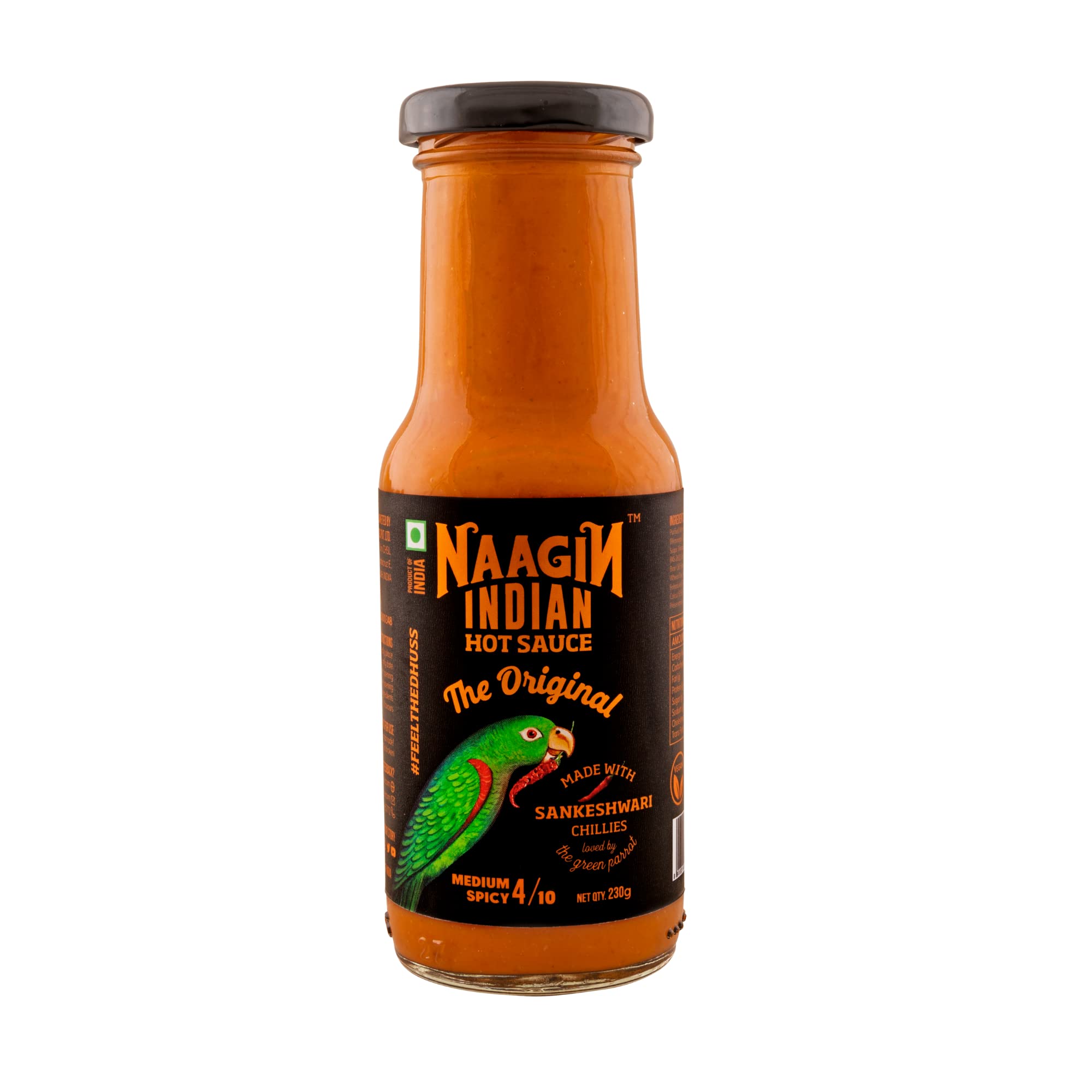 NAAGIN Indian Hot Sauce – The Original (230g, 8.11 oz) | Authentic Medium Spicy & Sweet Flavor | 100% Vegan | No Artificial Colors or Flavors | Made in India | Perfect for Tacos, Wings & Curry Dishes