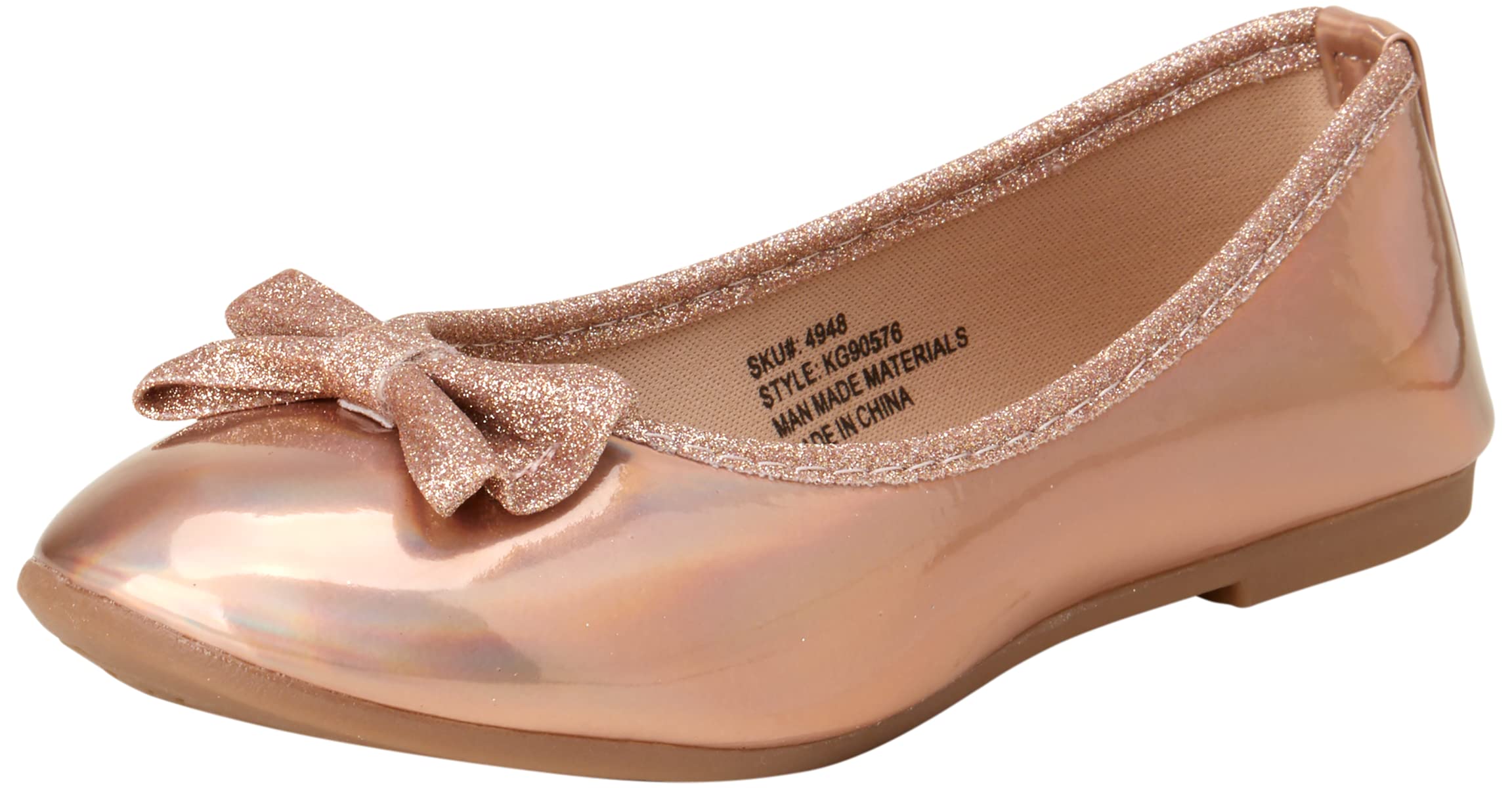 Classic Leatherette Ballet Flats with Glitter Bow - Comfortable Toddler & Girl Shoes for School, Parties & Everyday Wear