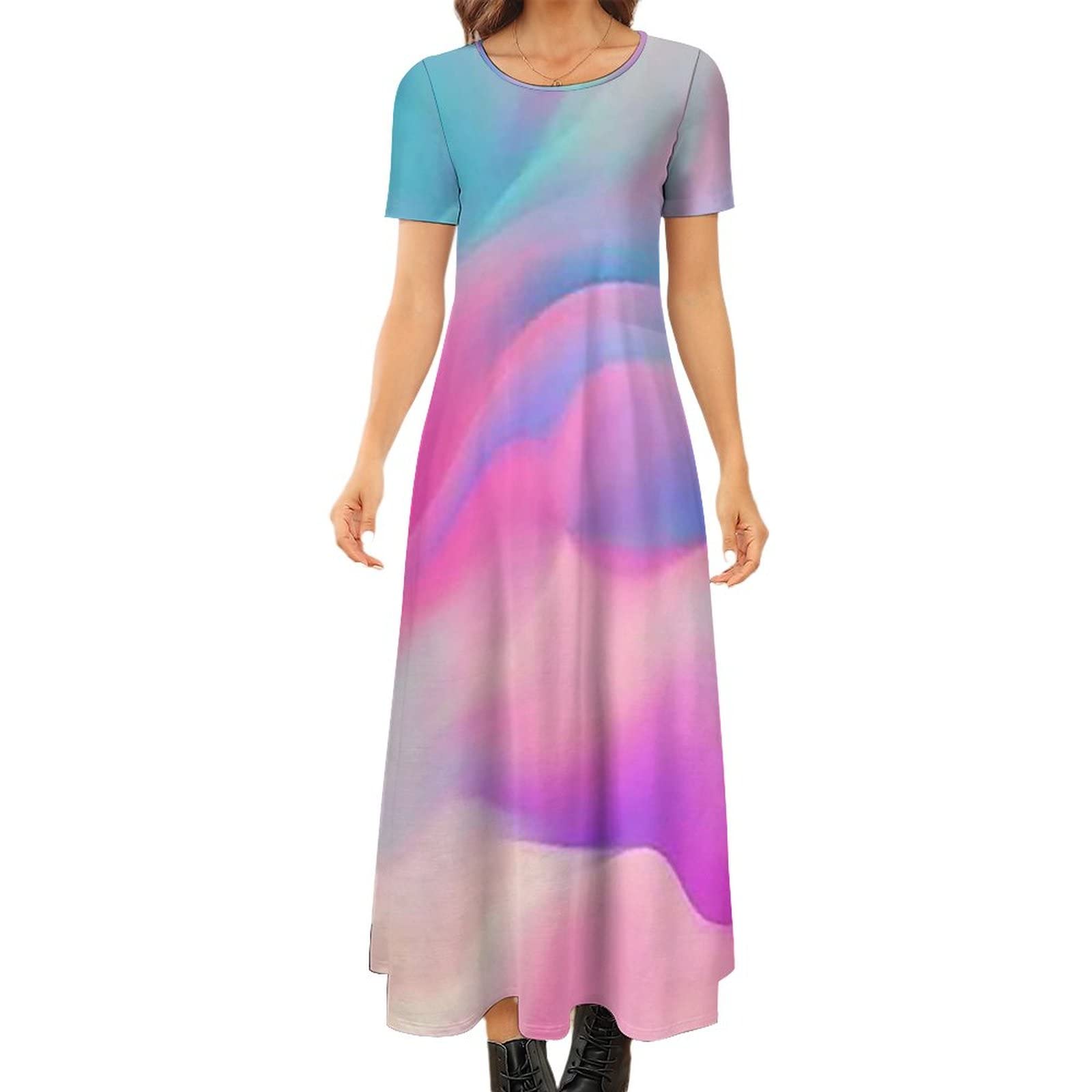 KccOsg Women's Summer Dresses - Flowy Loose Short Sleeve Maxi Dress for Spring & Summer | Beach Cover Up, Vacation Outfit, Casual Day Dress