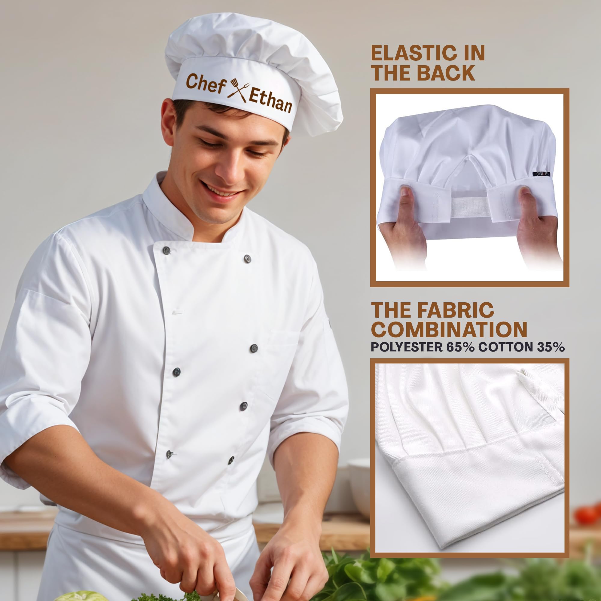 Custom Name Personalized Chef Hat - Adjustable Kitchen Cooking Hat for Men & Women, Baker Hat for Mom & Dad | Perfect for Professional Chefs, Home Cooks & Baking Enthusiasts