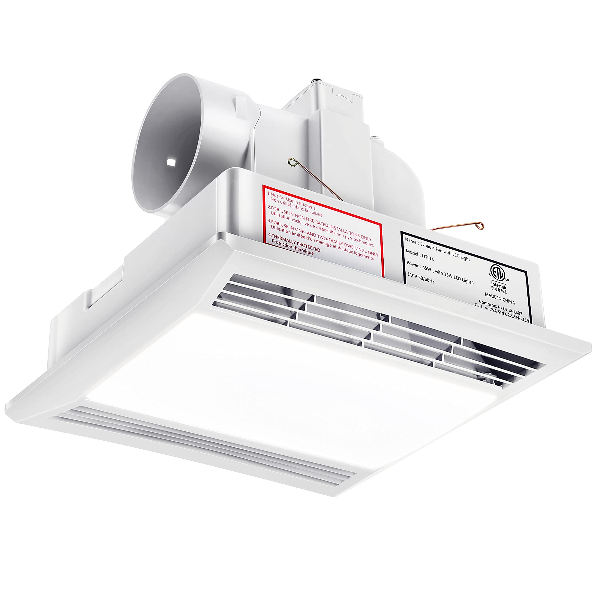 Ultra Quiet Bathroom Exhaust Fan with LED Lights - 110 CFM Ventilation Fan for Bathroom, Office, Hotel - Covers 105 sq. ft. - Perfect for Home, Spa, and Commercial Use