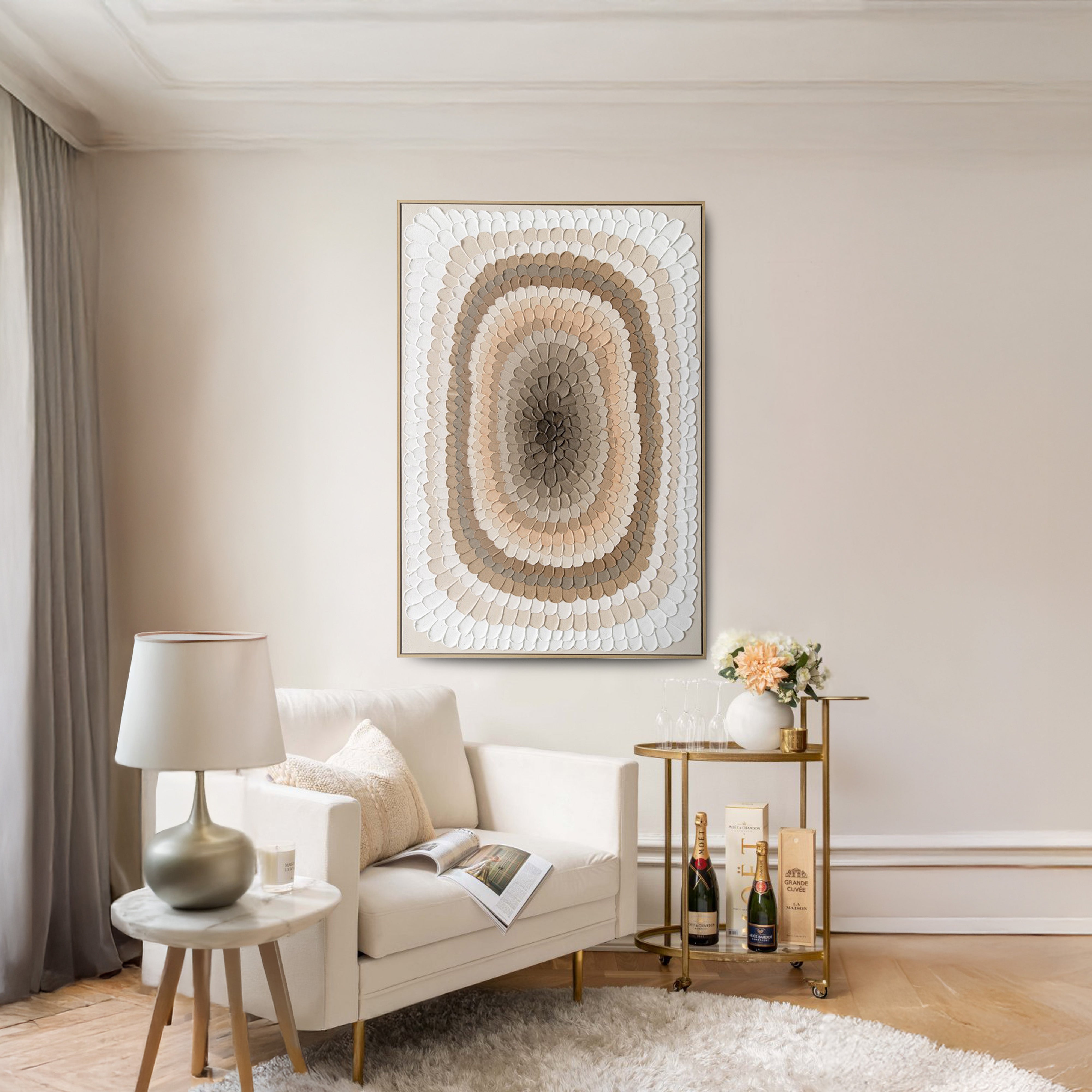 Urban Style Textured Ochre Oil Painting Brush Strokes - Perfect for Home Decor, Wall Art & Modern Interior Design