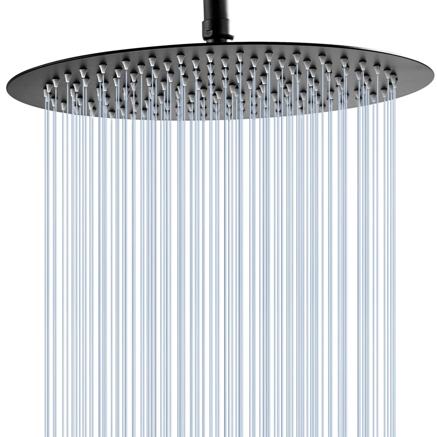 16 Inch Stainless Steel Black Rain Shower Head - High Pressure Rainfall Shower Head for Luxurious Bathroom Experience - Perfect for Spa-Like Relaxation & Modern Bathroom Upgrade