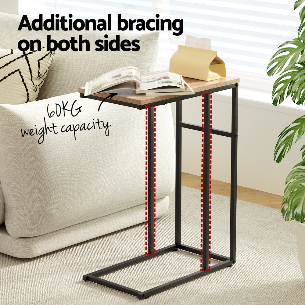 Wooden Coffee Side Table with Metal Frame - Laptop Desk, Bedside & Sofa End Table for Living Room, Bedroom & Office Use