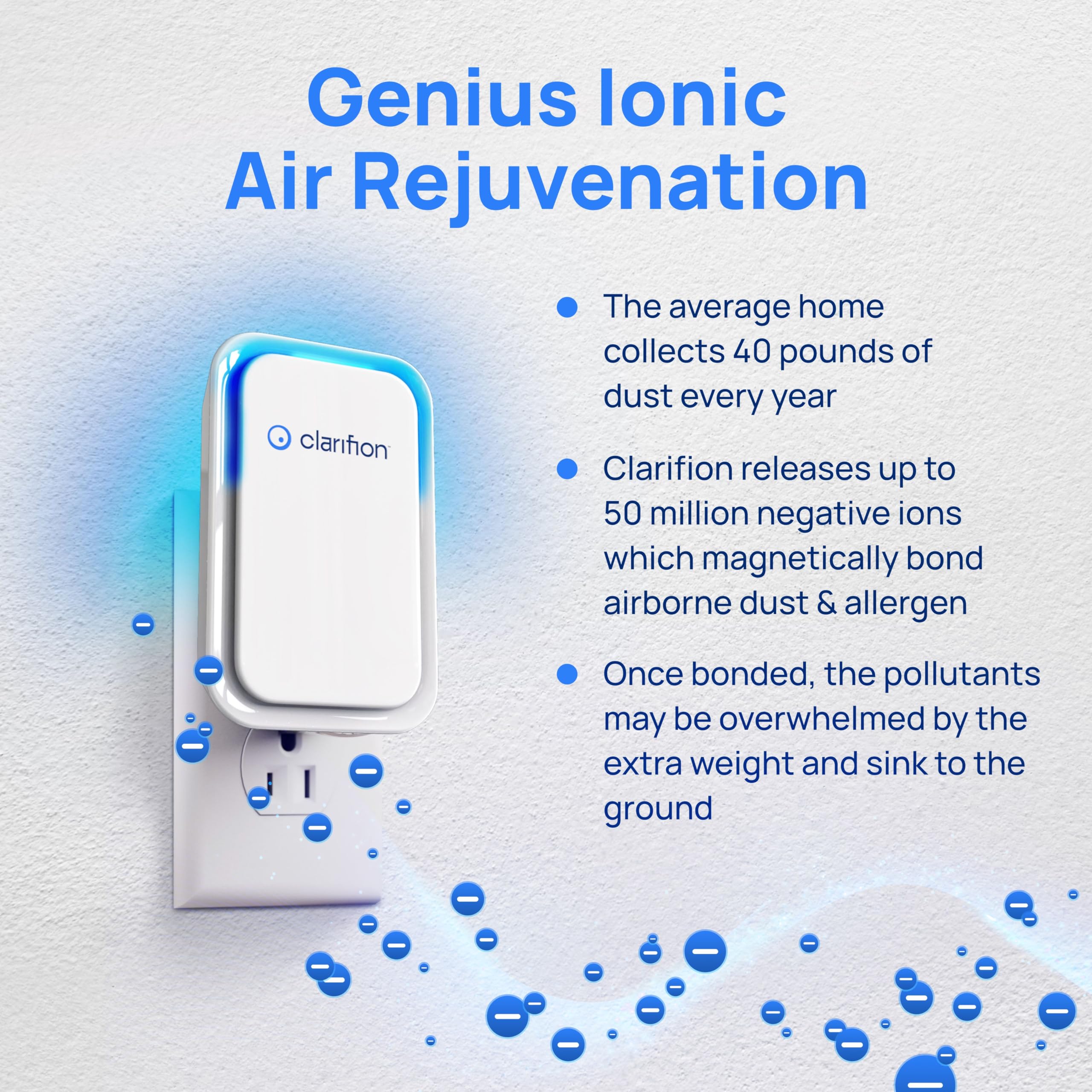 Clarifion - 6 Pack Air Ionizers for Home, Negative Ion Air Purifier, Quiet Portable Air Freshener for Bedroom, Office, Kitchen - Eliminates Odors, Smoke, Dust & Pet Dander | Perfect for Allergy Relief & Fresh Indoor Air