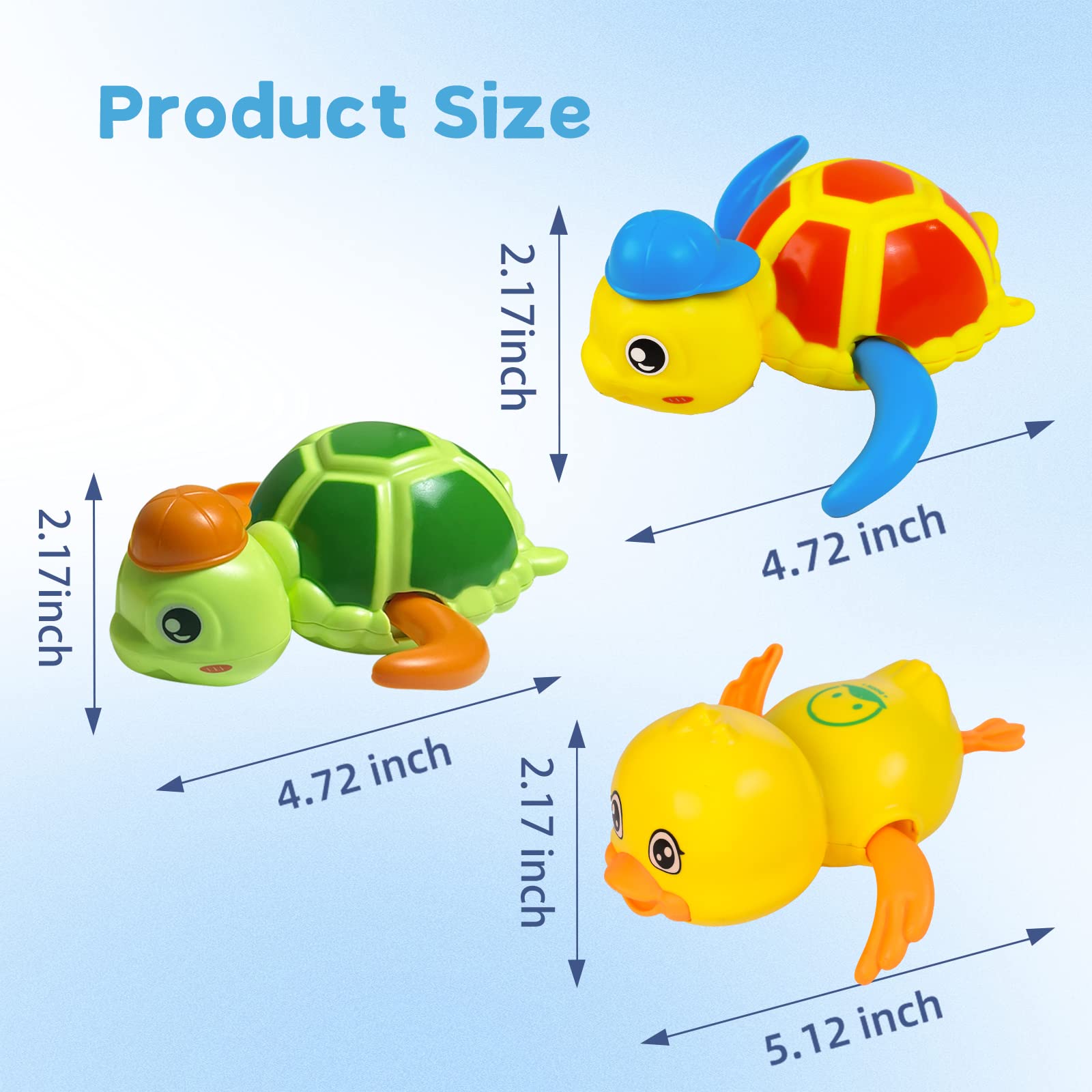 **Floating Wind Up Swimming Turtle & Duck Bath Toys - 3 Pack Waterproof Pool Toys for Toddlers Boys Girls - Perfect for Bathtime, Swimming Pools & Outdoor Water Play**