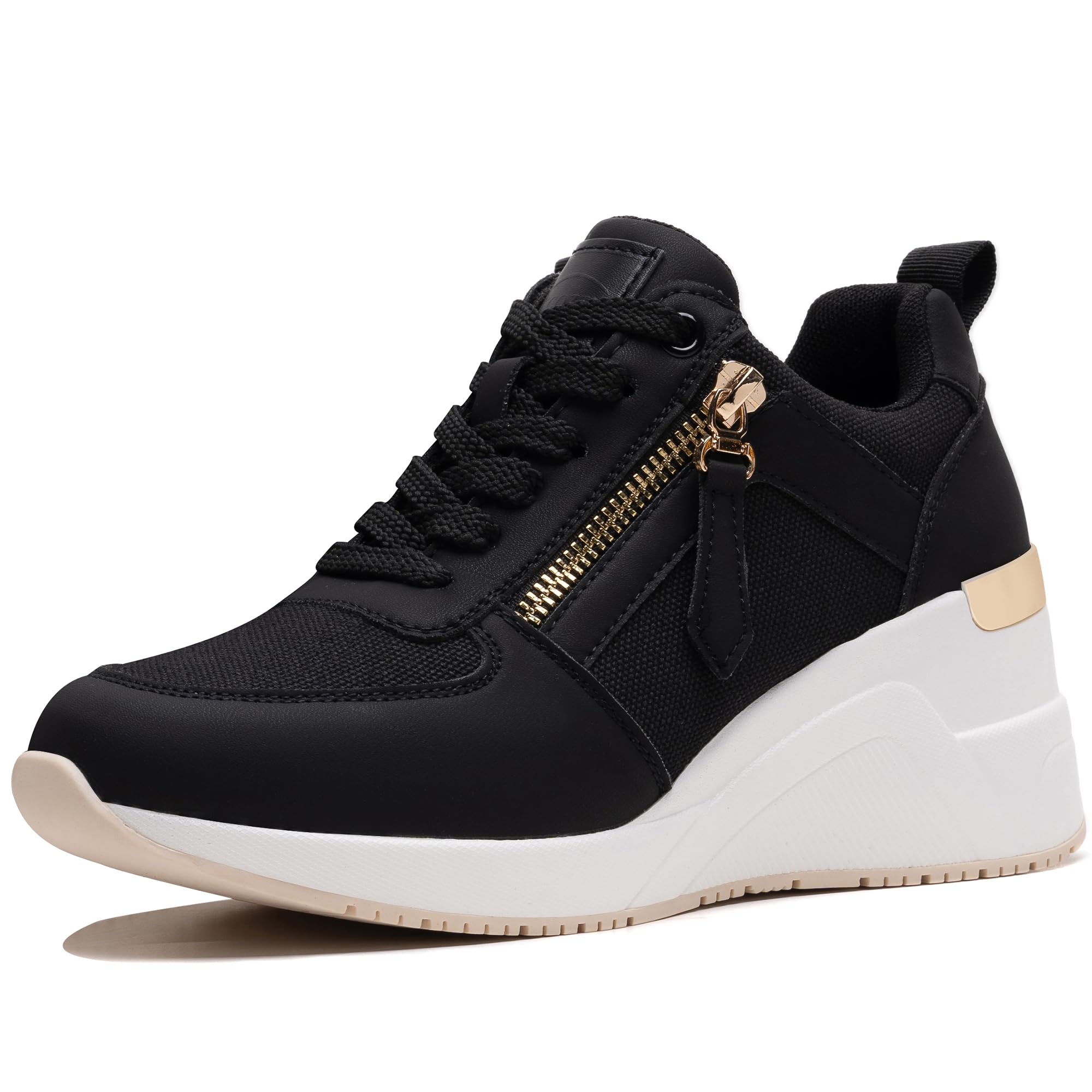 Viscozzy Women's Comfortable Wedge Sneakers with Cushioned Insoles - Stylish High Heel Shoes for Walking, Work & Casual Outfits