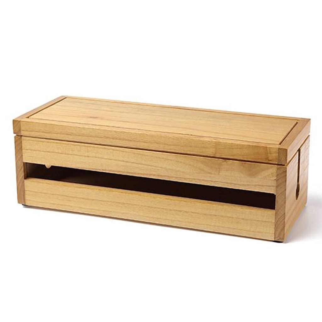 Premium Solid Wood Cable Organizer Box - Cord Management & Wire Storage Solution with Power Socket - Perfect for Home Office, TV Stand & Desk Organization