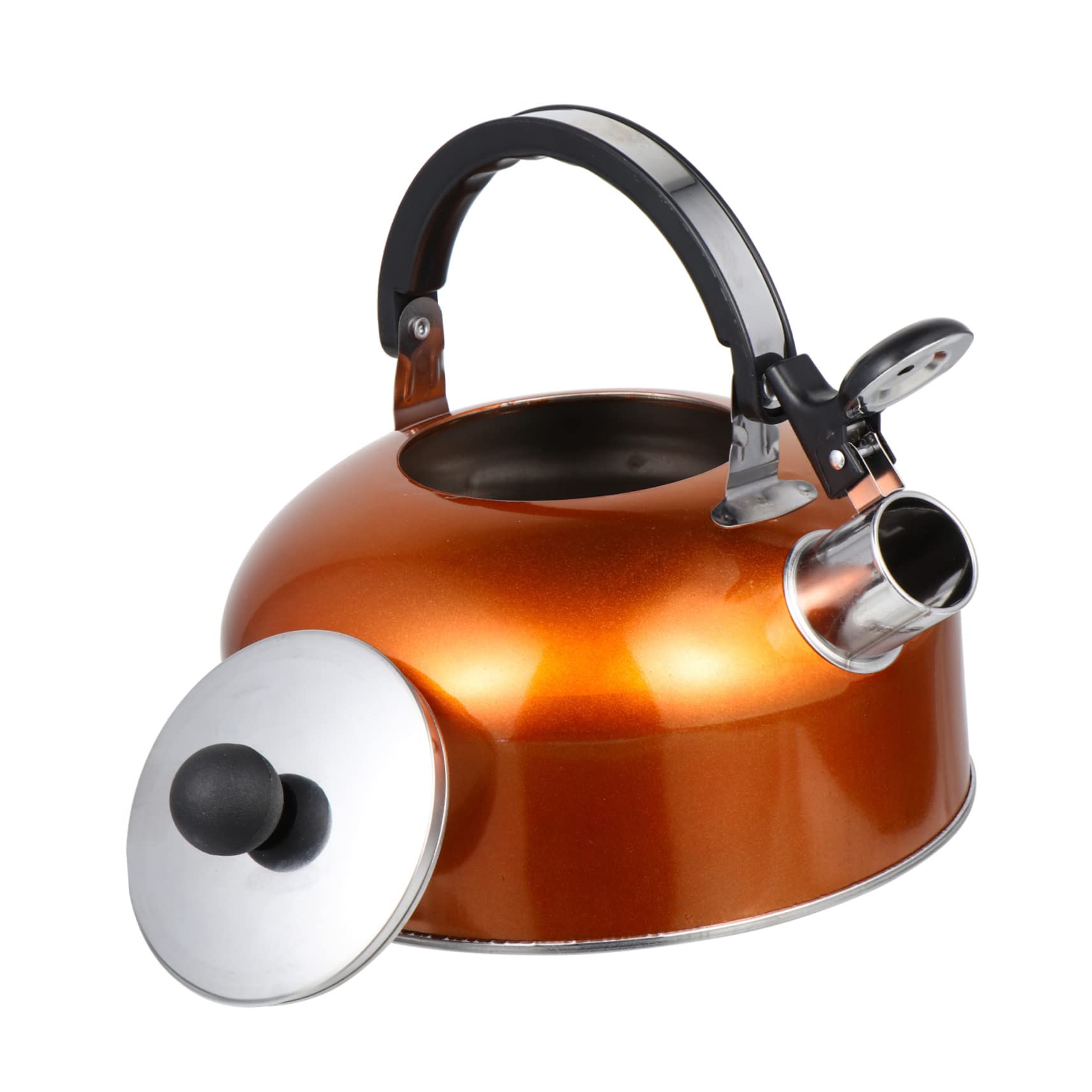 Hemoton 2.5L Stainless Steel Whistling Tea Kettle - Stovetop Safe Flat Bottom Teapot for Coffee & Tea Brewing - Perfect for Home, Office & Camping Use