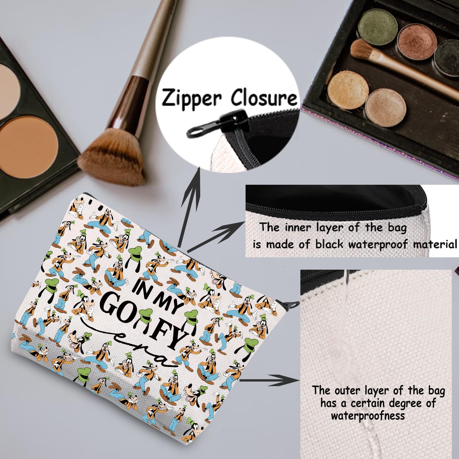 TSOTMO Cartoon Dog Makeup Bag - Cute Movie Character Gift for Dog Lovers & Pet Owners - Perfect for Travel, Cosmetics Storage & Fan Gifts