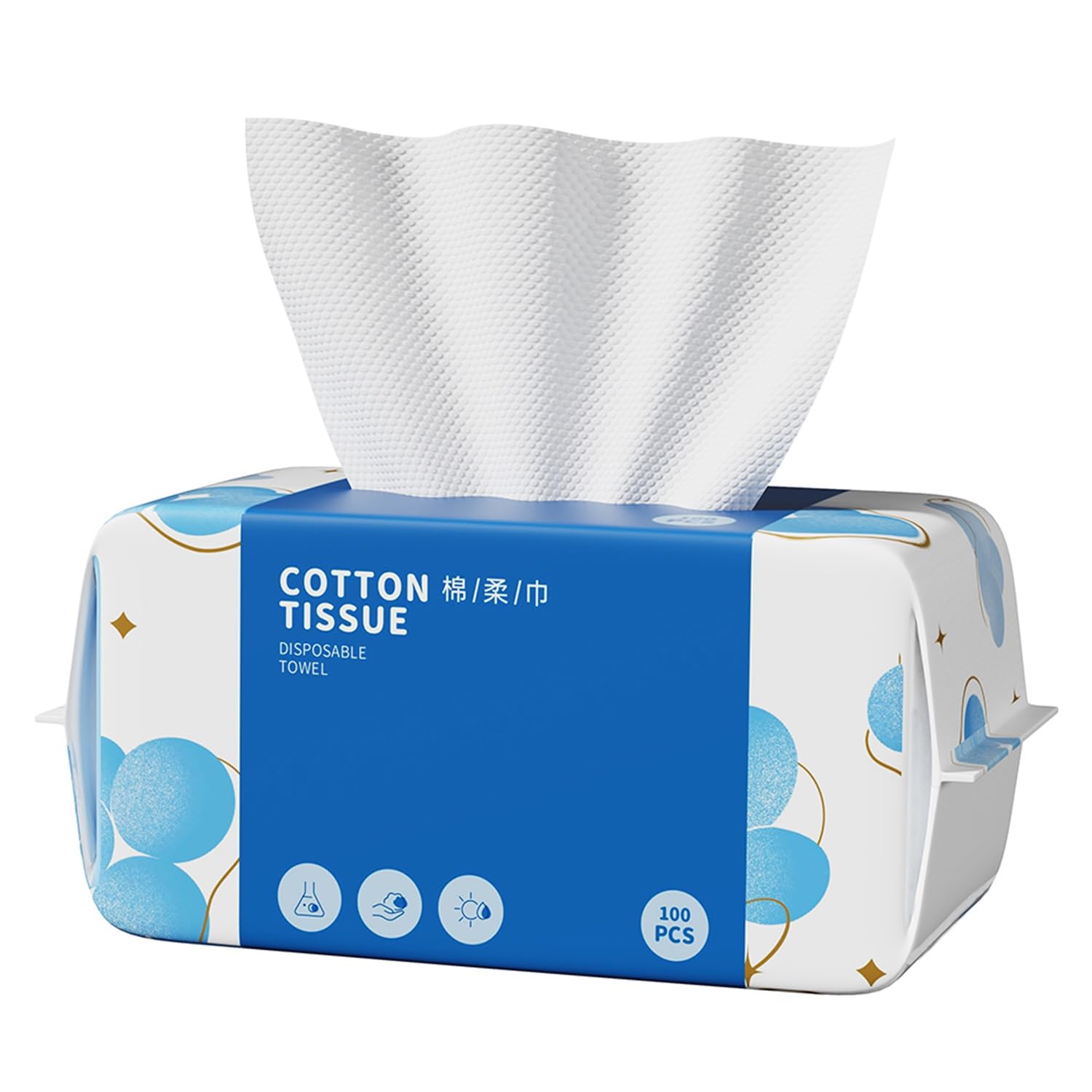 100 Count Soft Cotton Disposable Face Towels - Gentle Dry Wipes & Facial Cloths for Washing, Drying & Makeup Removal | Ideal for Skincare Routine, Travel & Gym Use