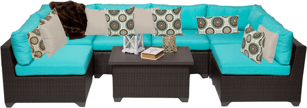TK Classics 7-Piece Belle Outdoor Wicker Patio Furniture Set - Rattan Sofa, Loveseat, Coffee Table & Chairs - Weather-Resistant for Garden, Poolside & Backyard Relaxation